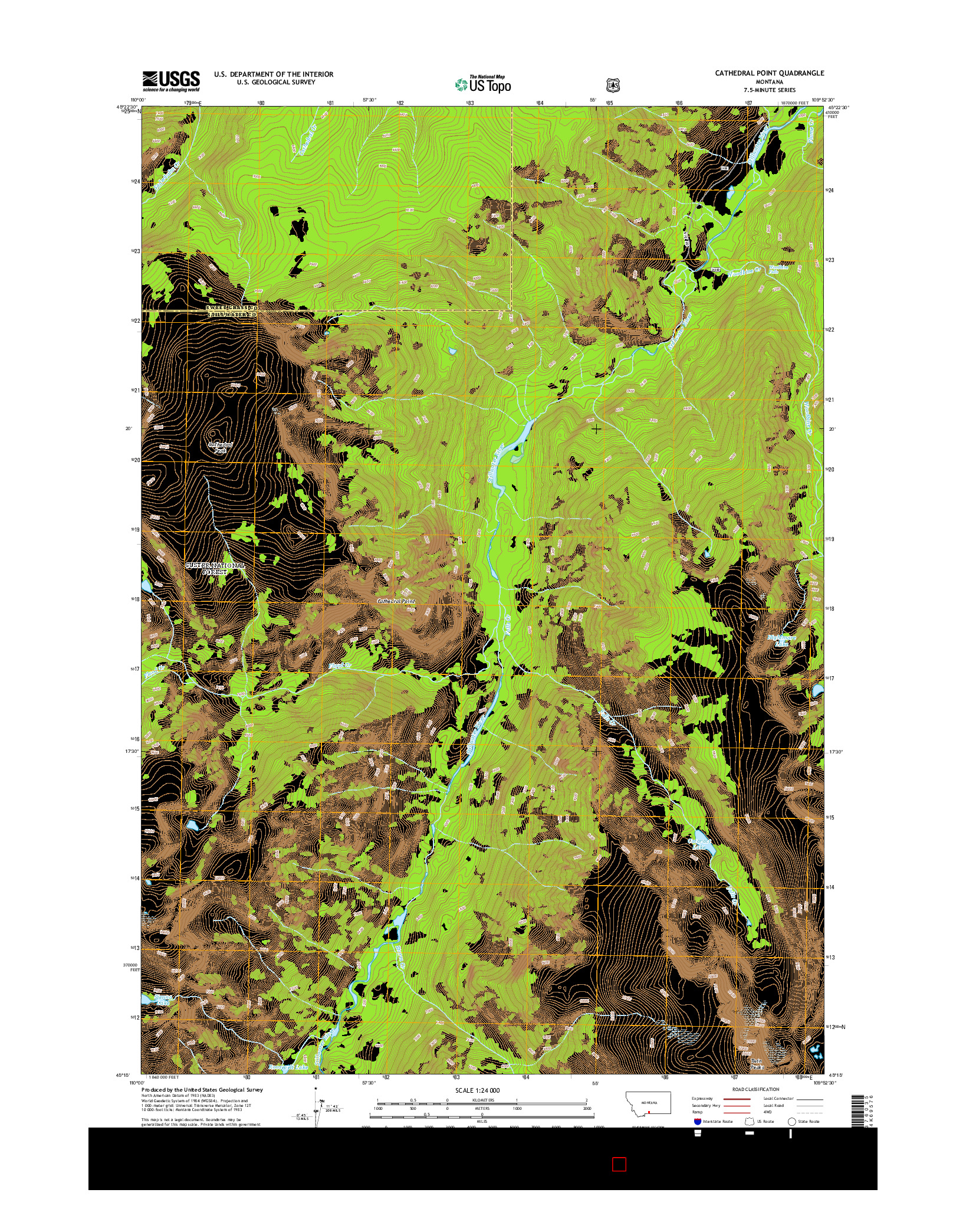 USGS US TOPO 7.5-MINUTE MAP FOR CATHEDRAL POINT, MT 2014