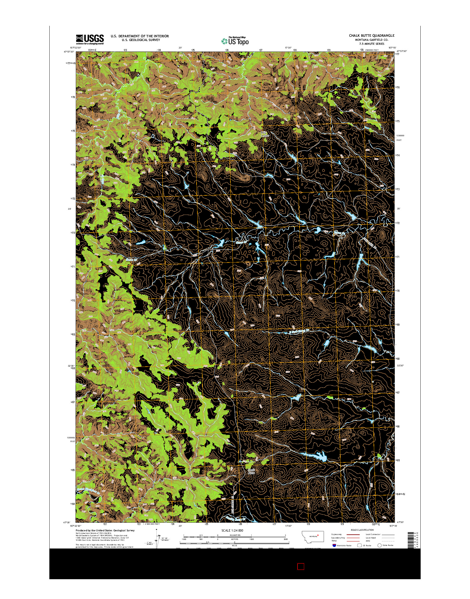 USGS US TOPO 7.5-MINUTE MAP FOR CHALK BUTTE, MT 2014