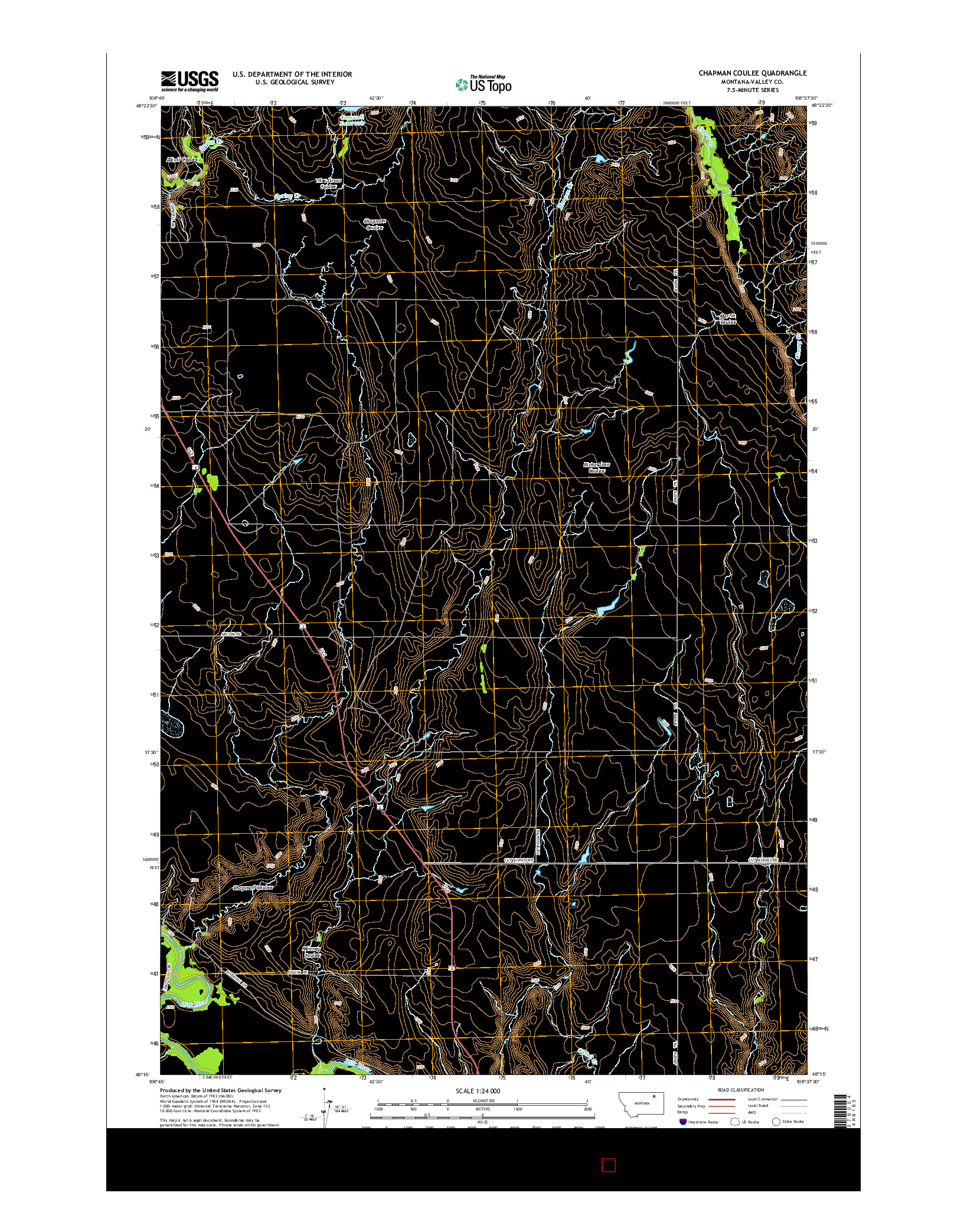 USGS US TOPO 7.5-MINUTE MAP FOR CHAPMAN COULEE, MT 2014