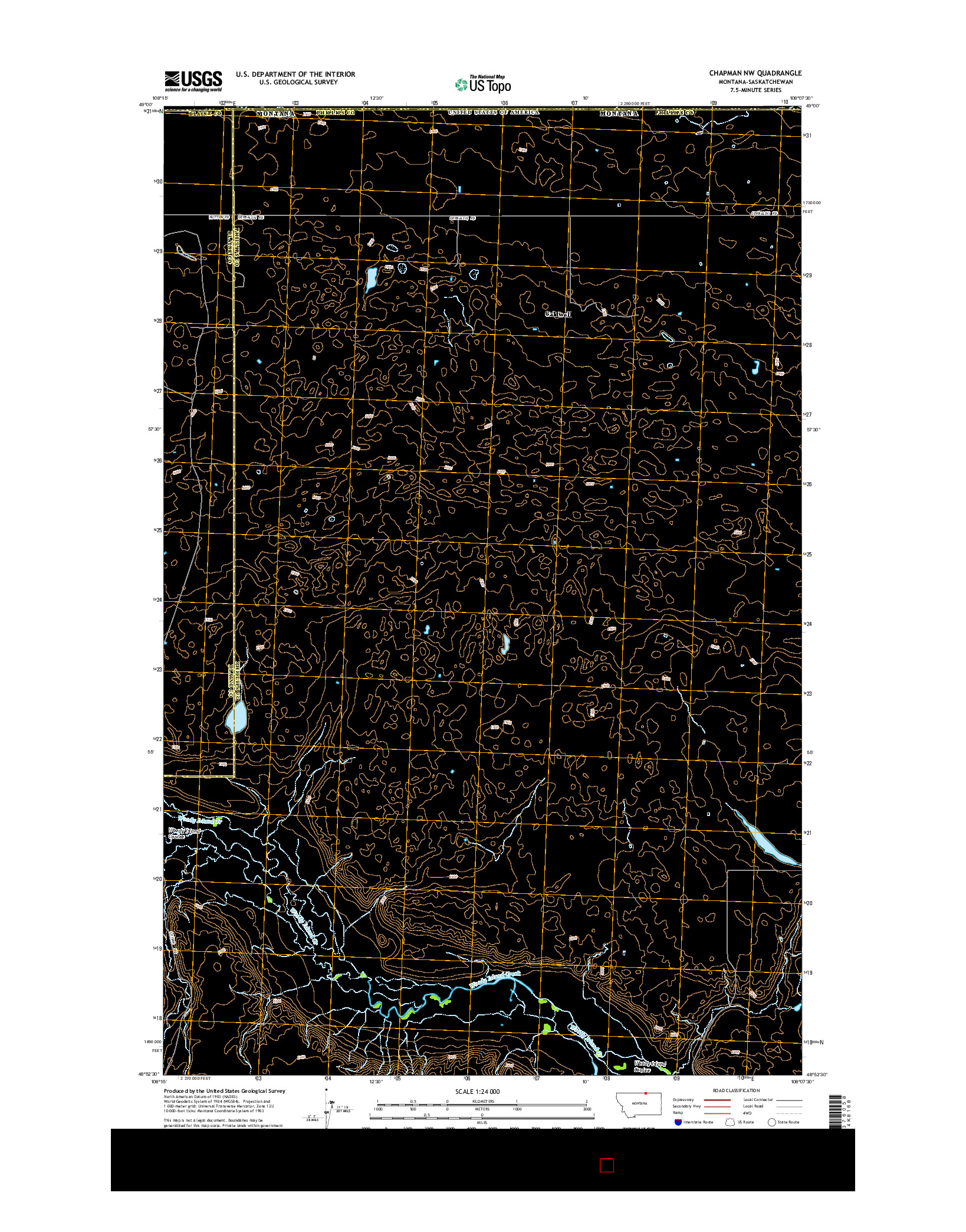 USGS US TOPO 7.5-MINUTE MAP FOR CHAPMAN NW, MT-SK 2014