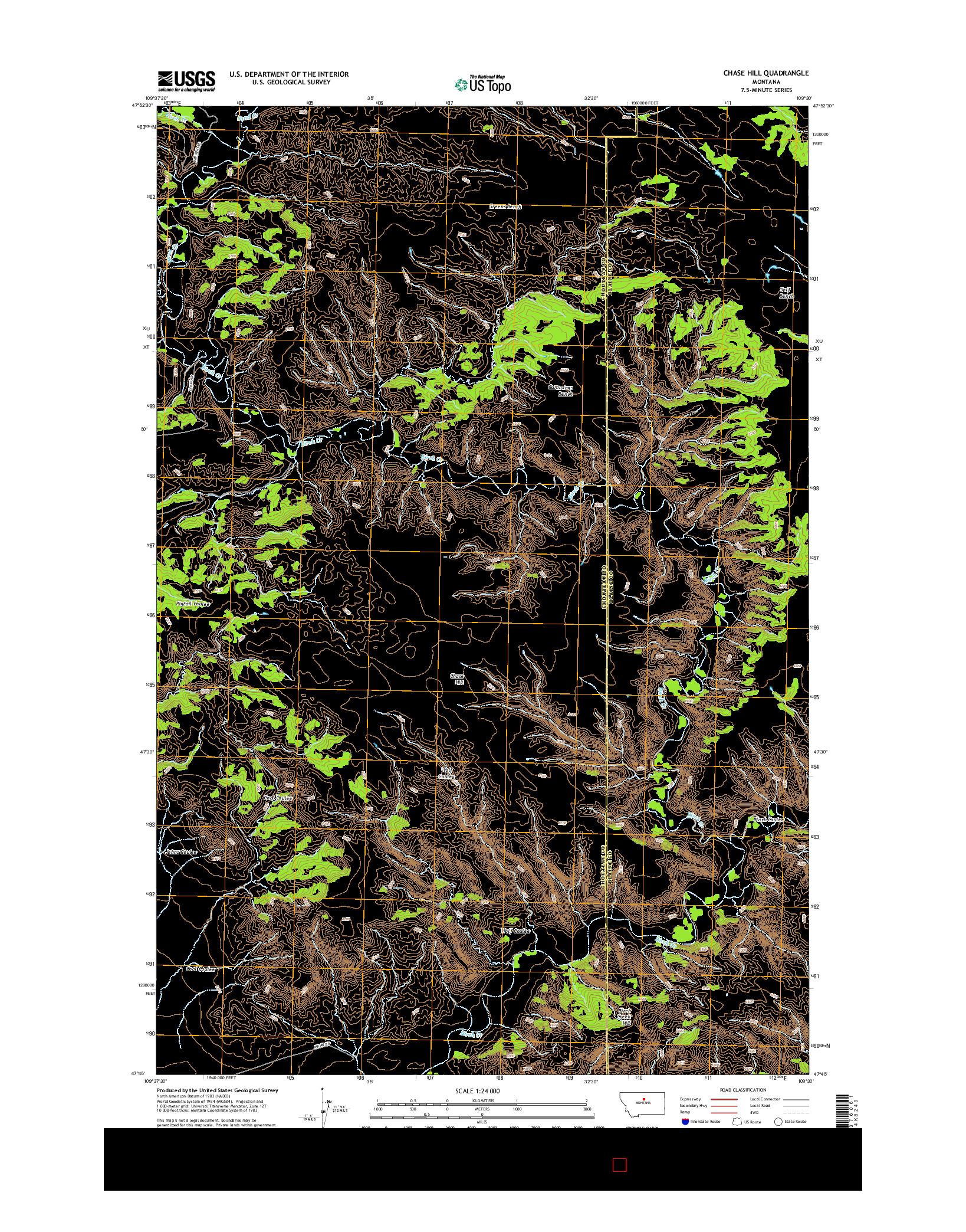 USGS US TOPO 7.5-MINUTE MAP FOR CHASE HILL, MT 2014