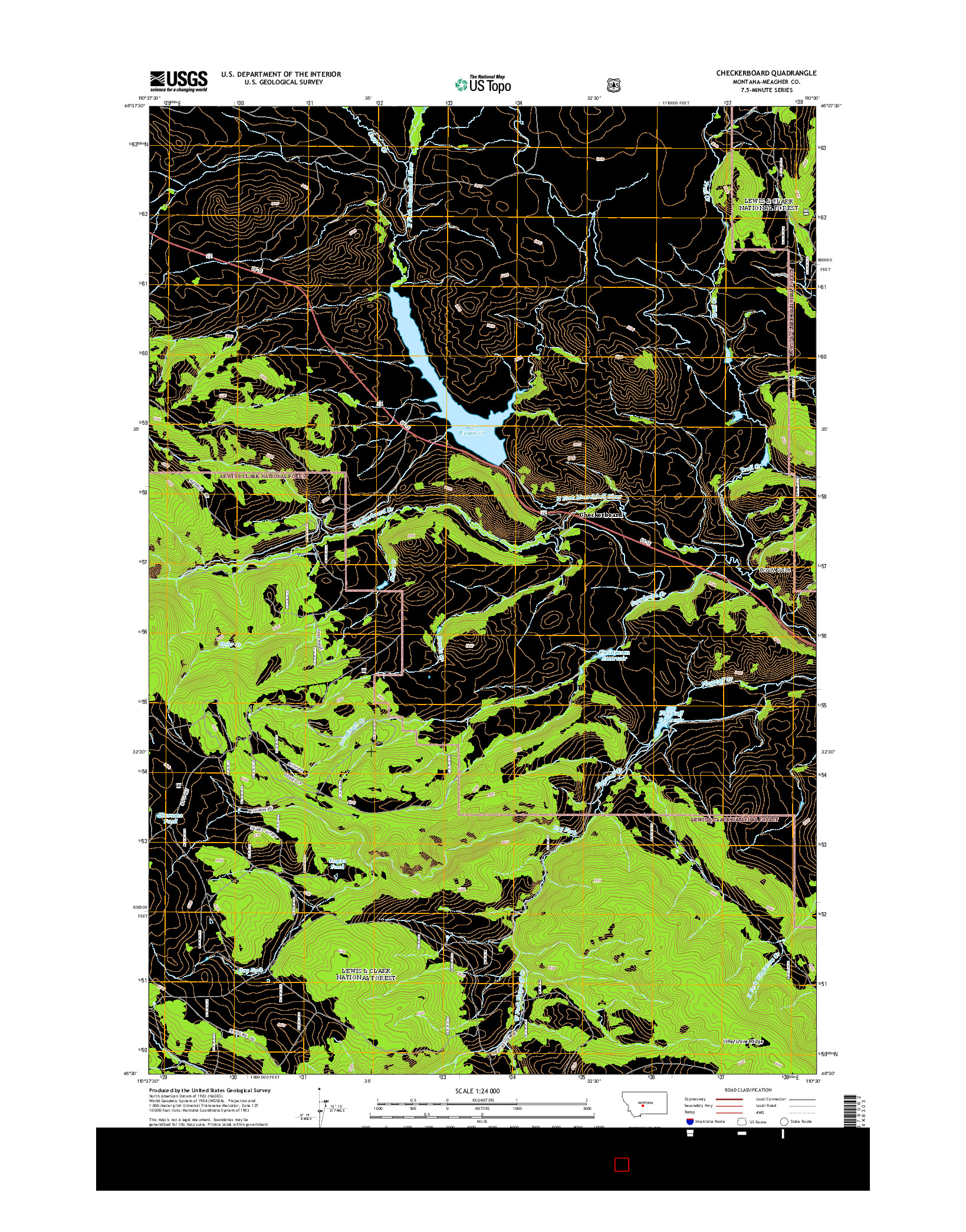USGS US TOPO 7.5-MINUTE MAP FOR CHECKERBOARD, MT 2014