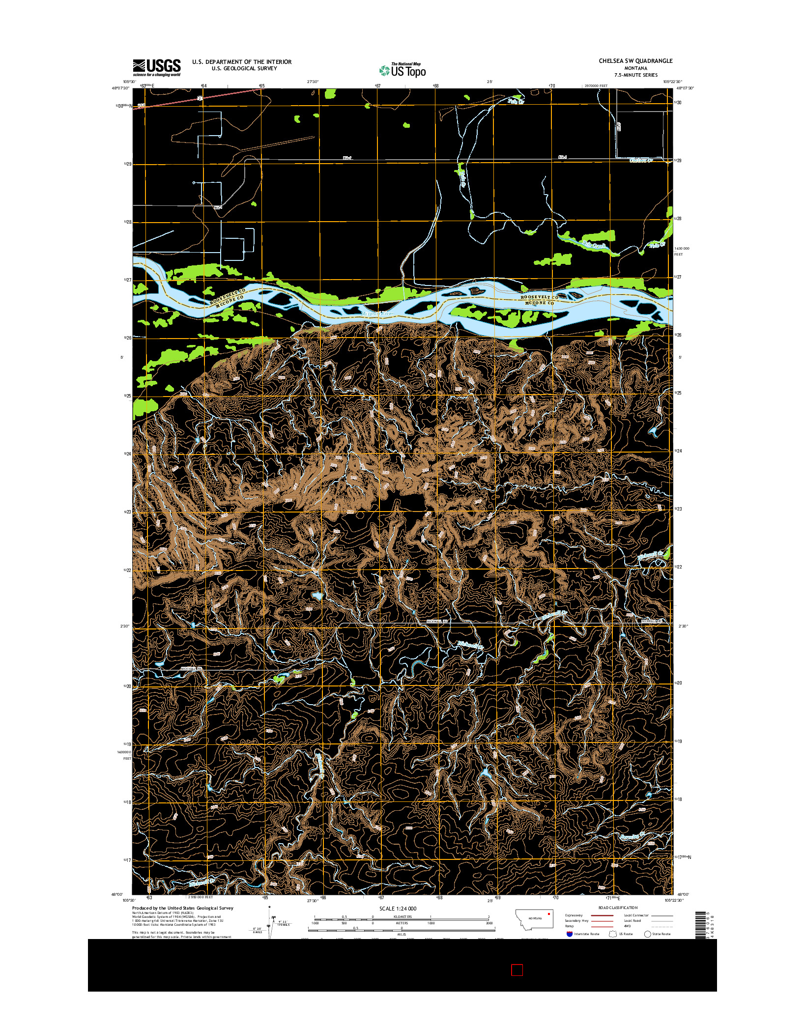 USGS US TOPO 7.5-MINUTE MAP FOR CHELSEA SW, MT 2014