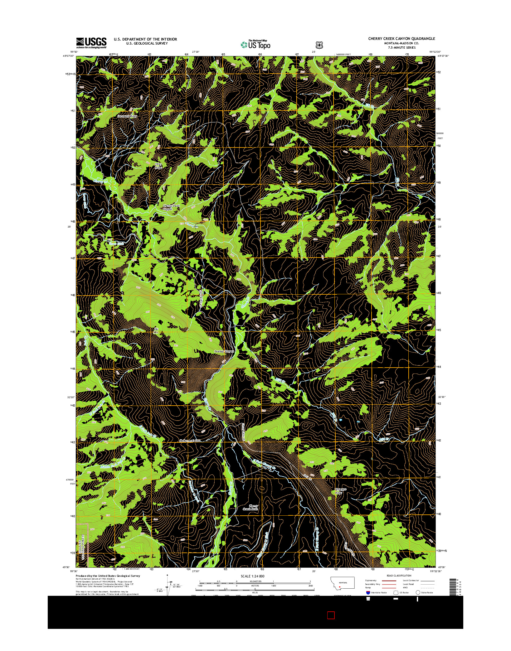 USGS US TOPO 7.5-MINUTE MAP FOR CHERRY CREEK CANYON, MT 2014