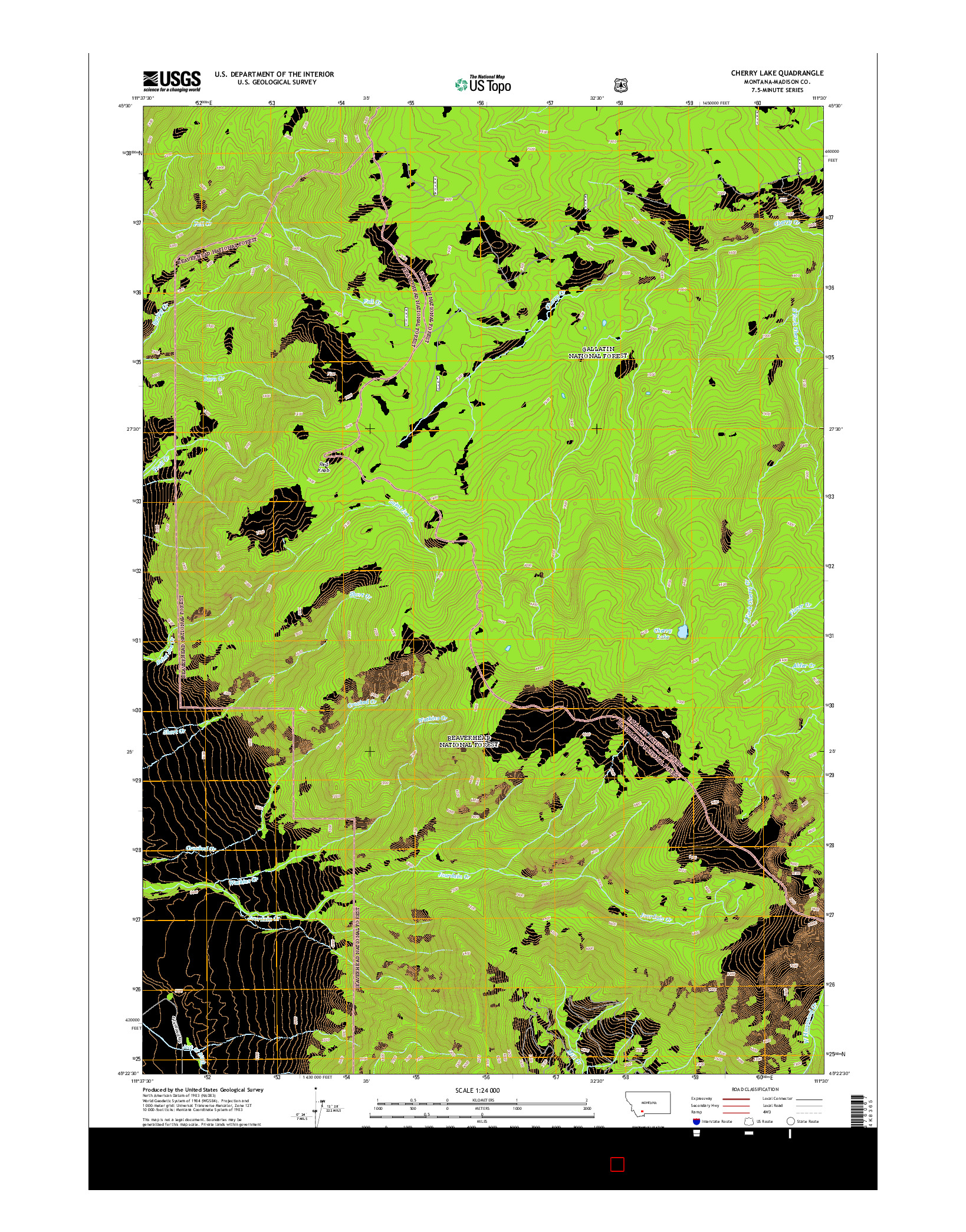 USGS US TOPO 7.5-MINUTE MAP FOR CHERRY LAKE, MT 2014