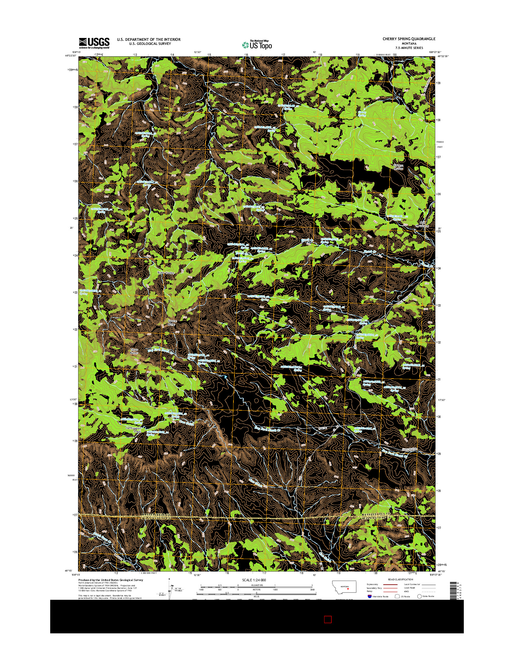 USGS US TOPO 7.5-MINUTE MAP FOR CHERRY SPRING, MT 2014