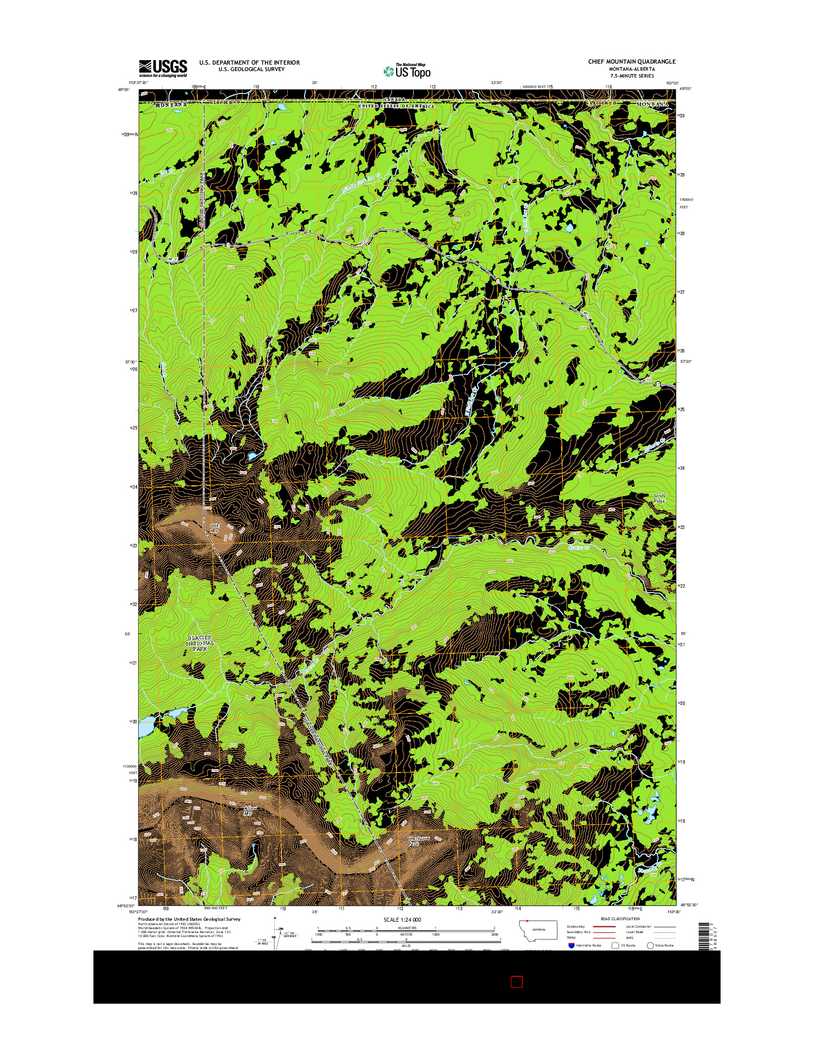 USGS US TOPO 7.5-MINUTE MAP FOR CHIEF MOUNTAIN, MT-AB 2014