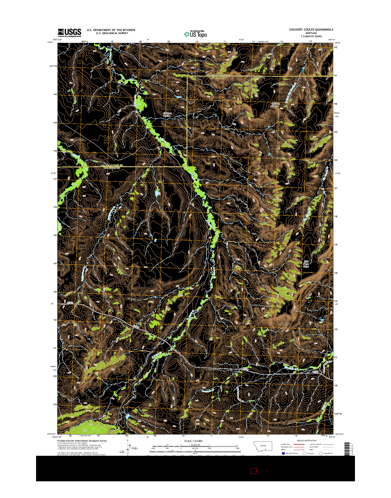 USGS US TOPO 7.5-MINUTE MAP FOR CHILKOOT COULEE, MT 2014