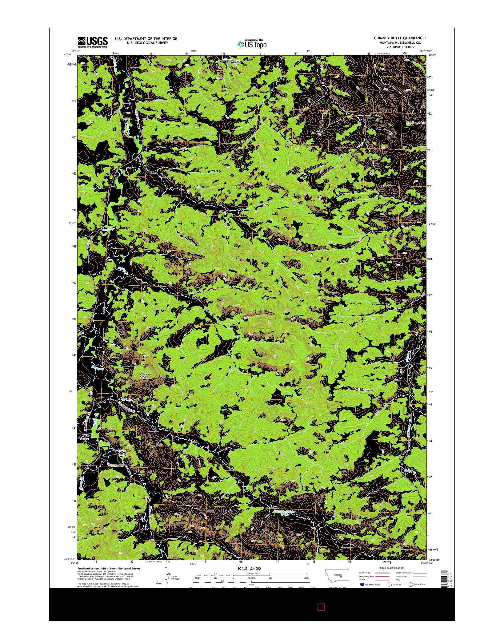 USGS US TOPO 7.5-MINUTE MAP FOR CHIMNEY BUTTE, MT 2014