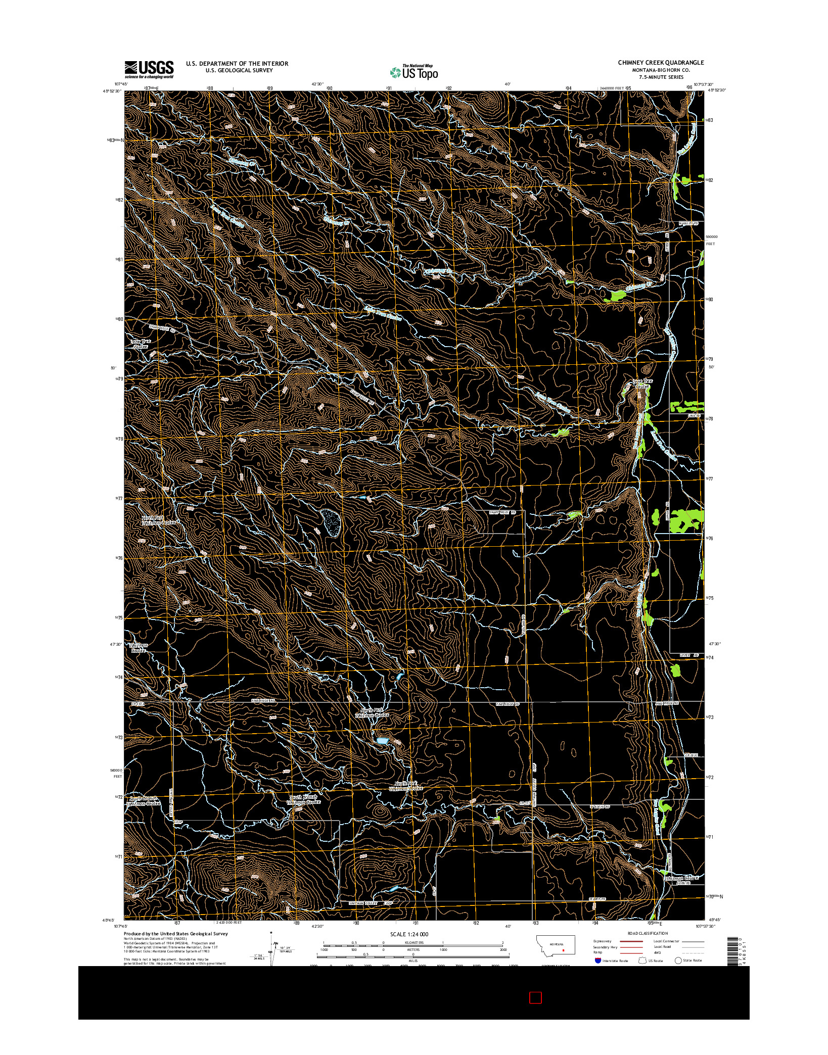 USGS US TOPO 7.5-MINUTE MAP FOR CHIMNEY CREEK, MT 2014