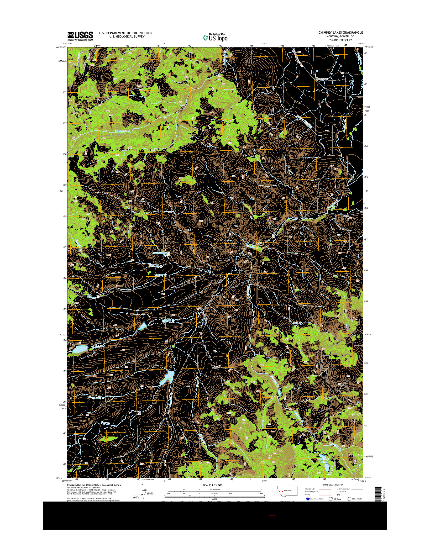 USGS US TOPO 7.5-MINUTE MAP FOR CHIMNEY LAKES, MT 2014