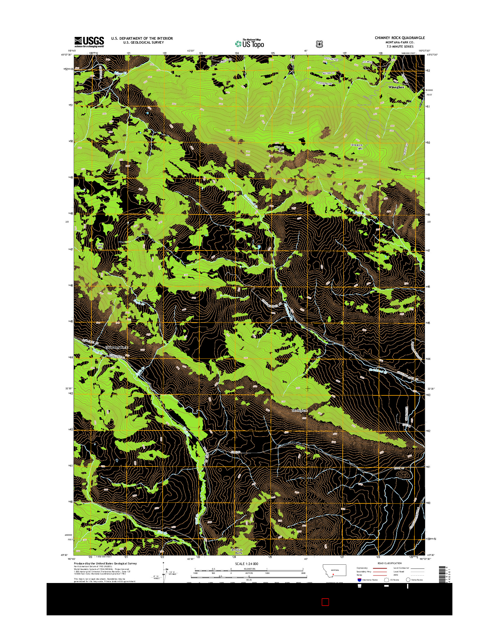 USGS US TOPO 7.5-MINUTE MAP FOR CHIMNEY ROCK, MT 2014