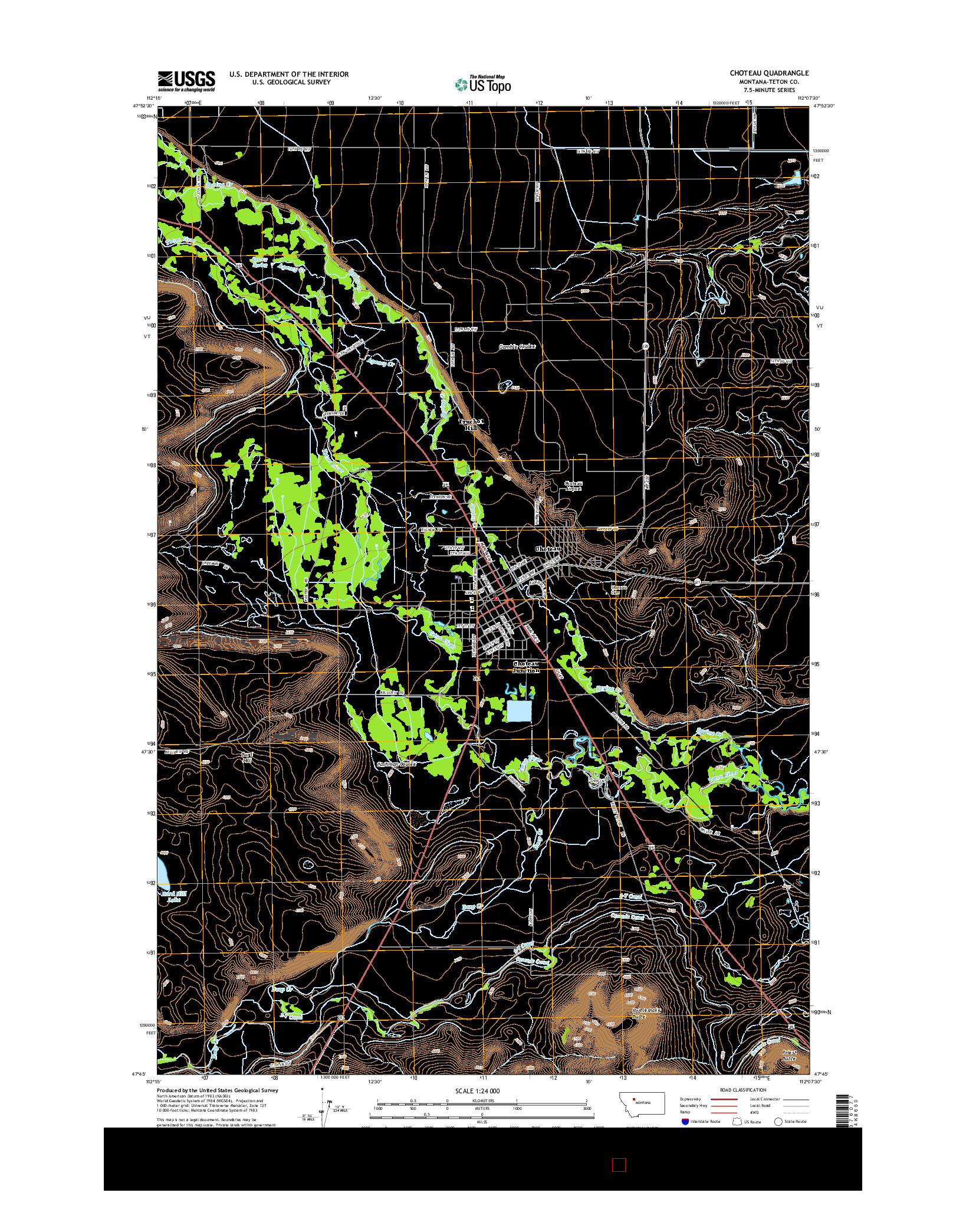 USGS US TOPO 7.5-MINUTE MAP FOR CHOTEAU, MT 2014