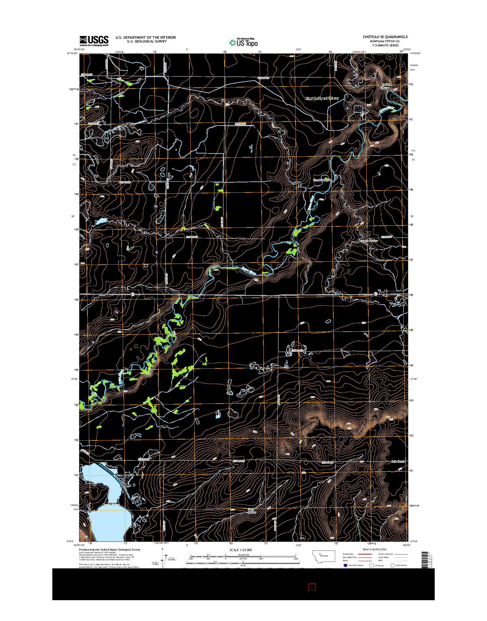 USGS US TOPO 7.5-MINUTE MAP FOR CHOTEAU SE, MT 2014