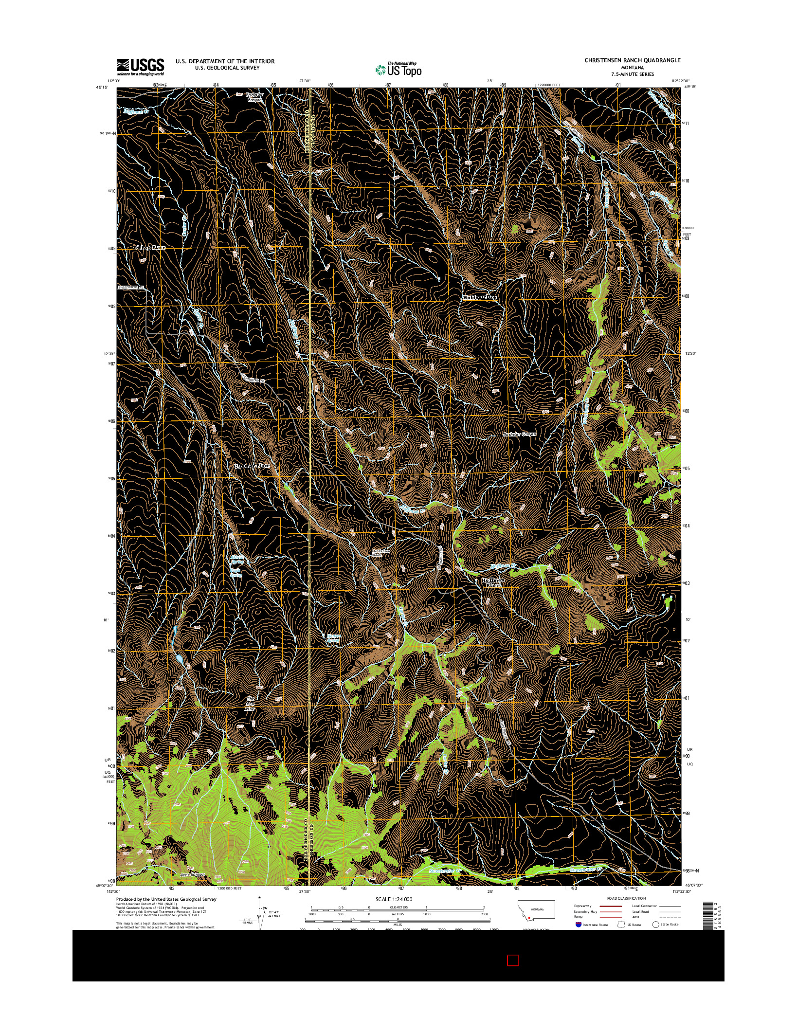 USGS US TOPO 7.5-MINUTE MAP FOR CHRISTENSEN RANCH, MT 2014