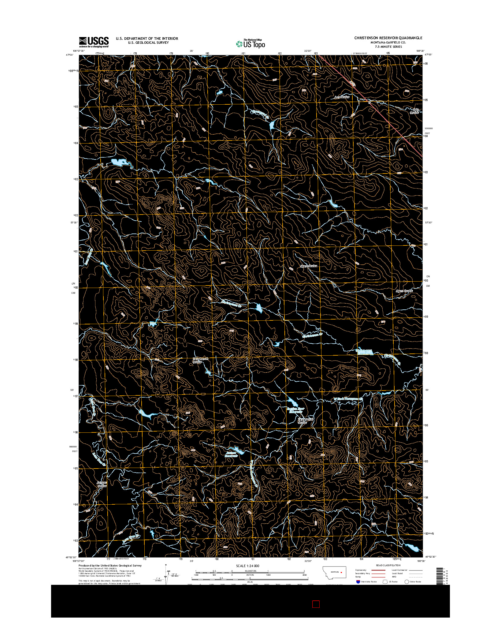 USGS US TOPO 7.5-MINUTE MAP FOR CHRISTENSON RESERVOIR, MT 2014