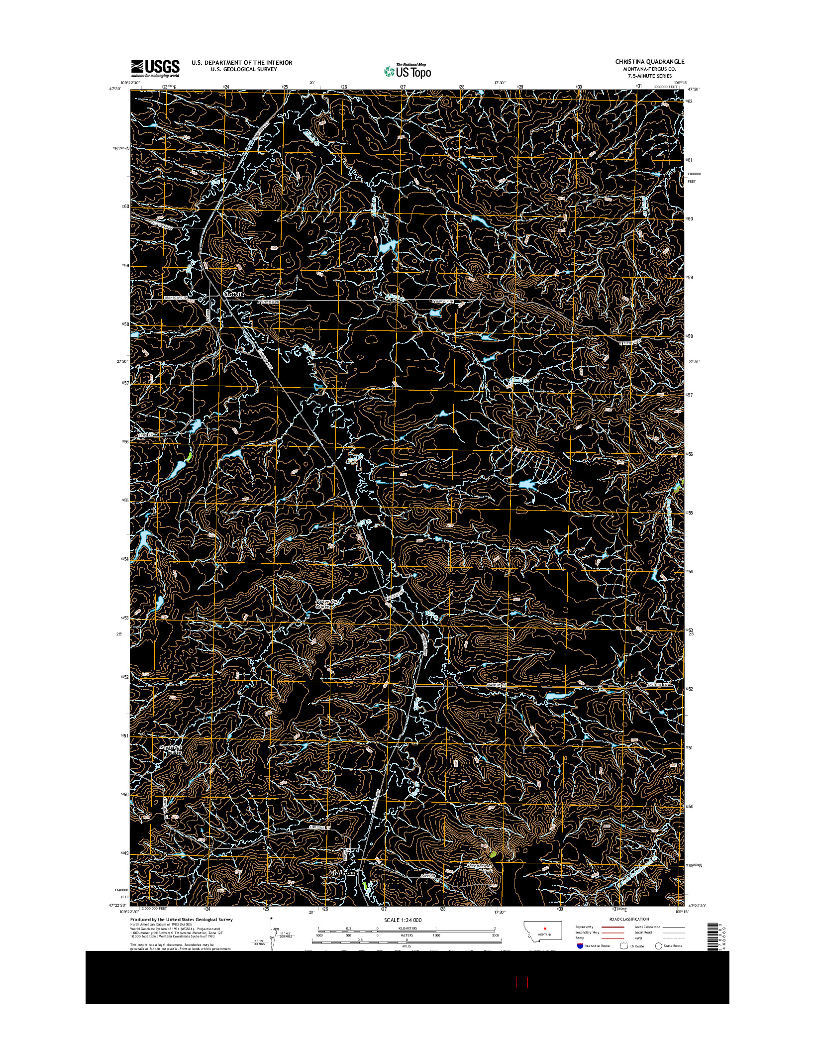 USGS US TOPO 7.5-MINUTE MAP FOR CHRISTINA, MT 2014