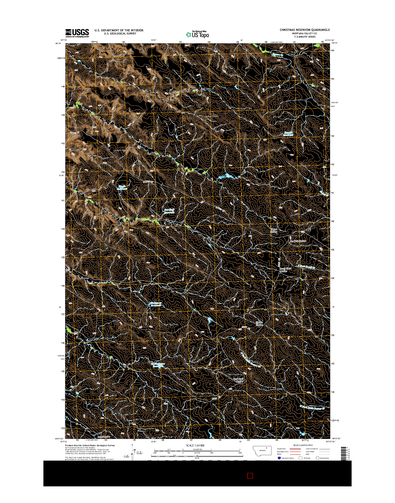 USGS US TOPO 7.5-MINUTE MAP FOR CHRISTMAS RESERVOIR, MT 2014