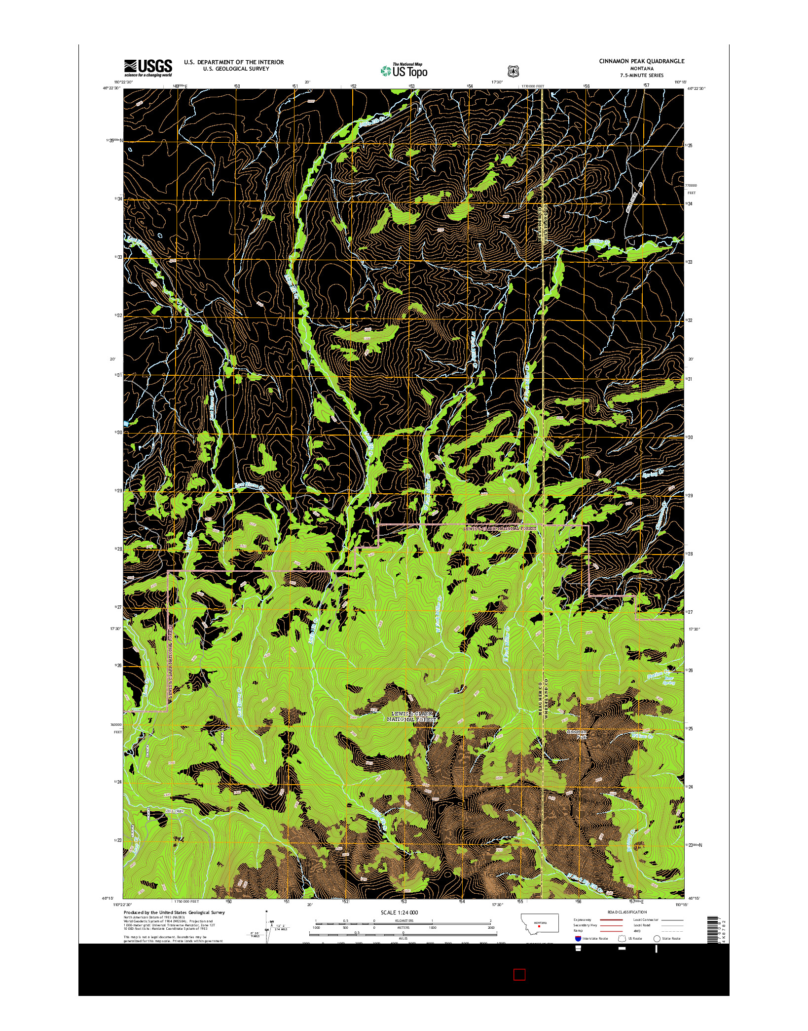 USGS US TOPO 7.5-MINUTE MAP FOR CINNAMON PEAK, MT 2014