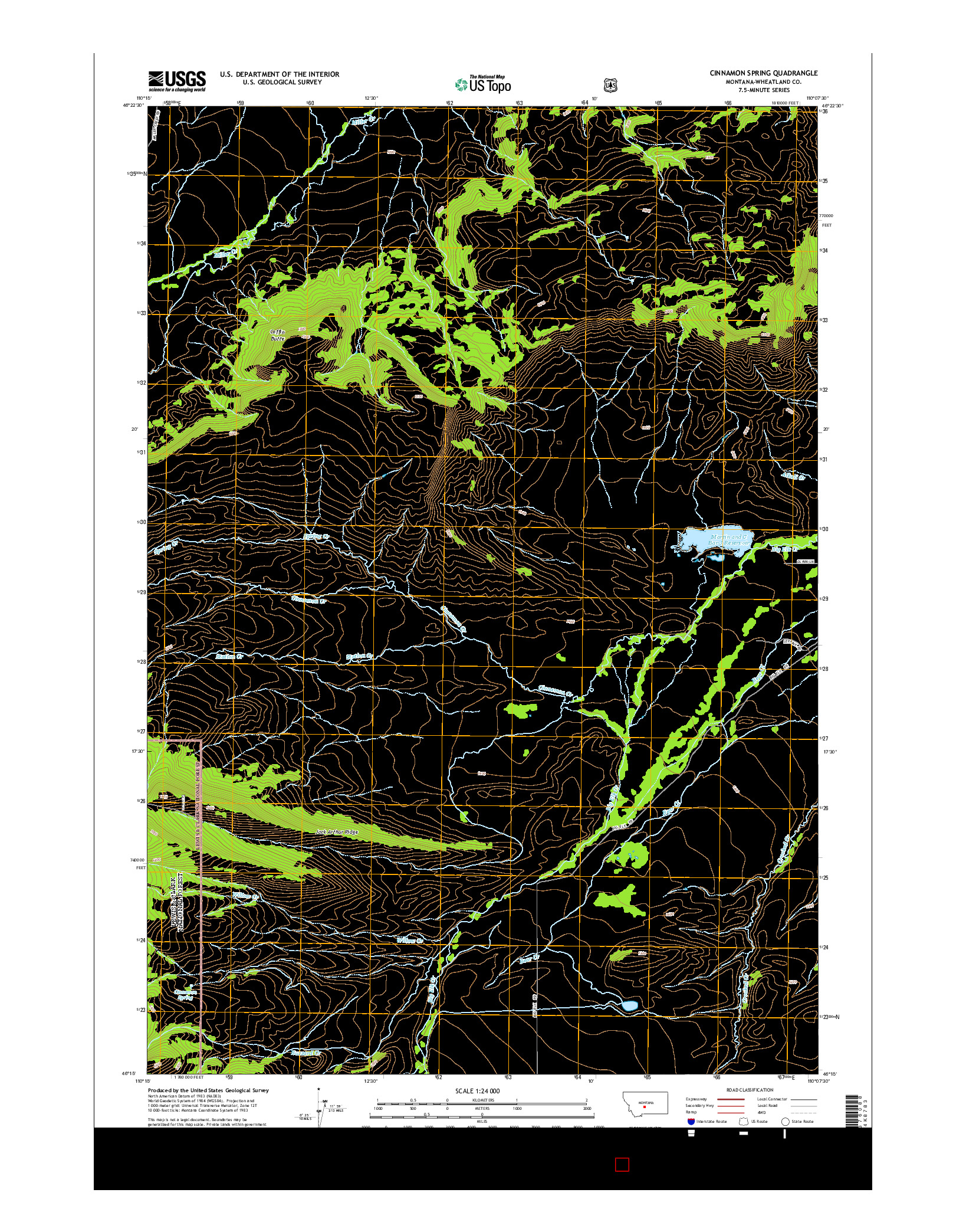 USGS US TOPO 7.5-MINUTE MAP FOR CINNAMON SPRING, MT 2014