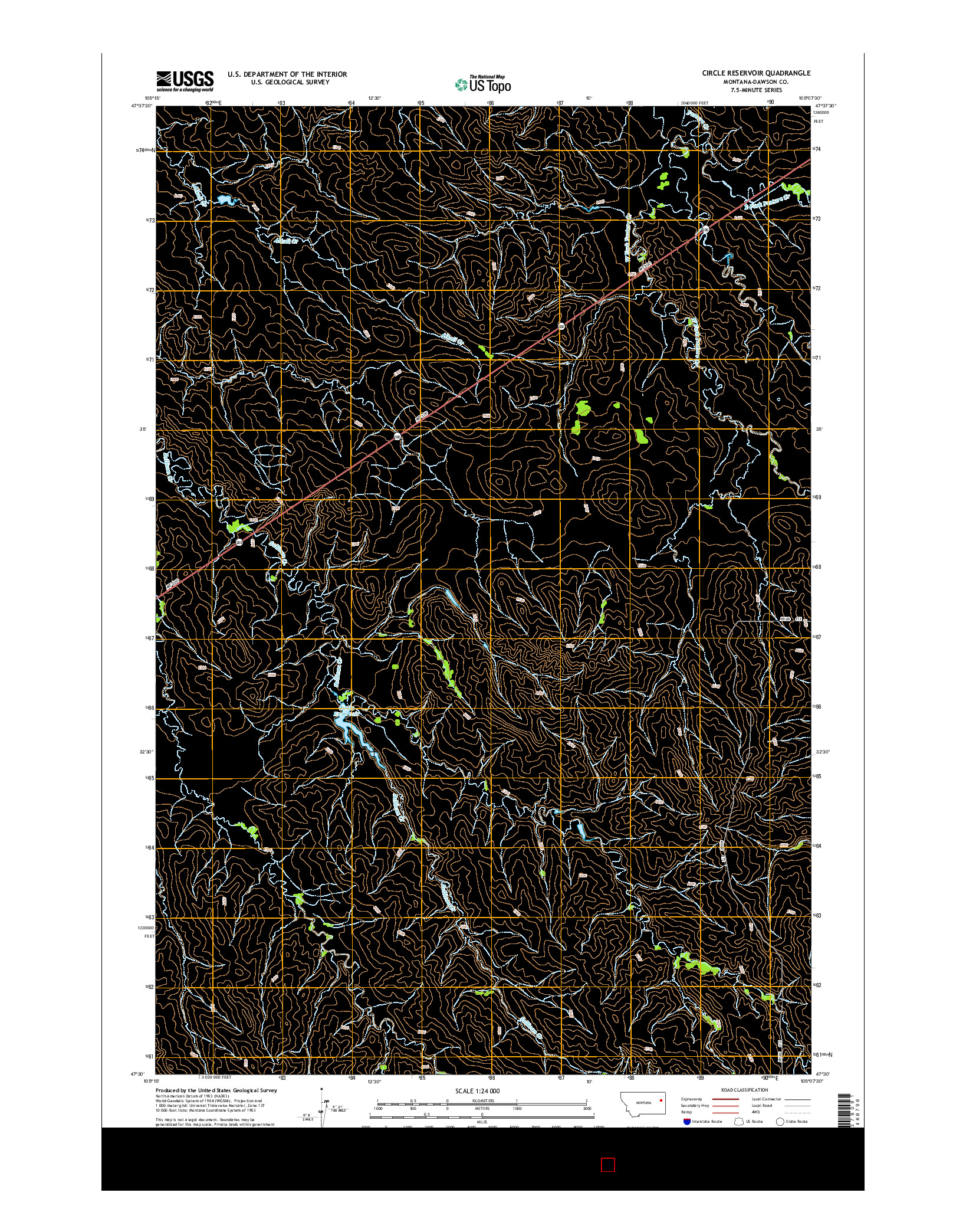 USGS US TOPO 7.5-MINUTE MAP FOR CIRCLE RESERVOIR, MT 2014