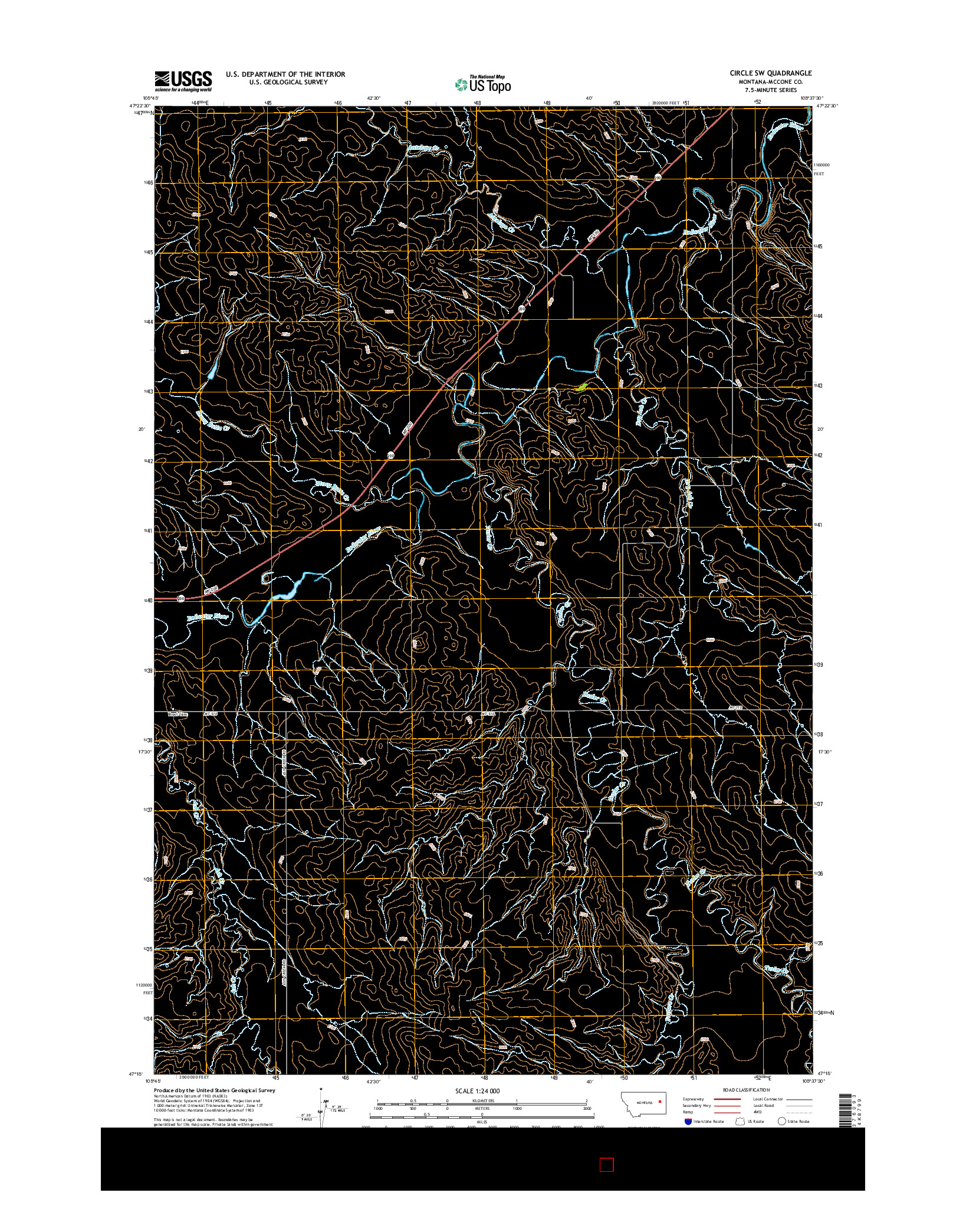 USGS US TOPO 7.5-MINUTE MAP FOR CIRCLE SW, MT 2014