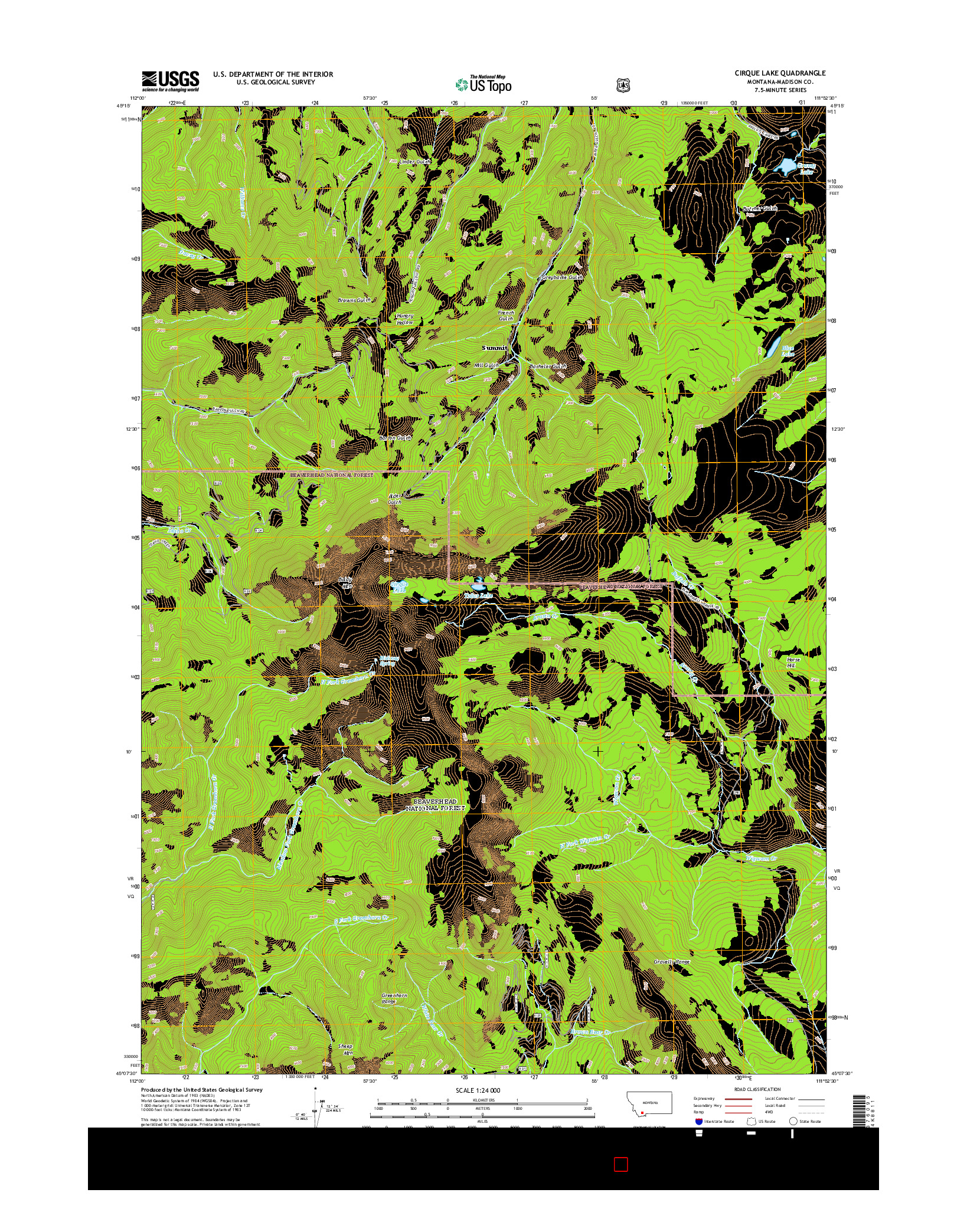 USGS US TOPO 7.5-MINUTE MAP FOR CIRQUE LAKE, MT 2014