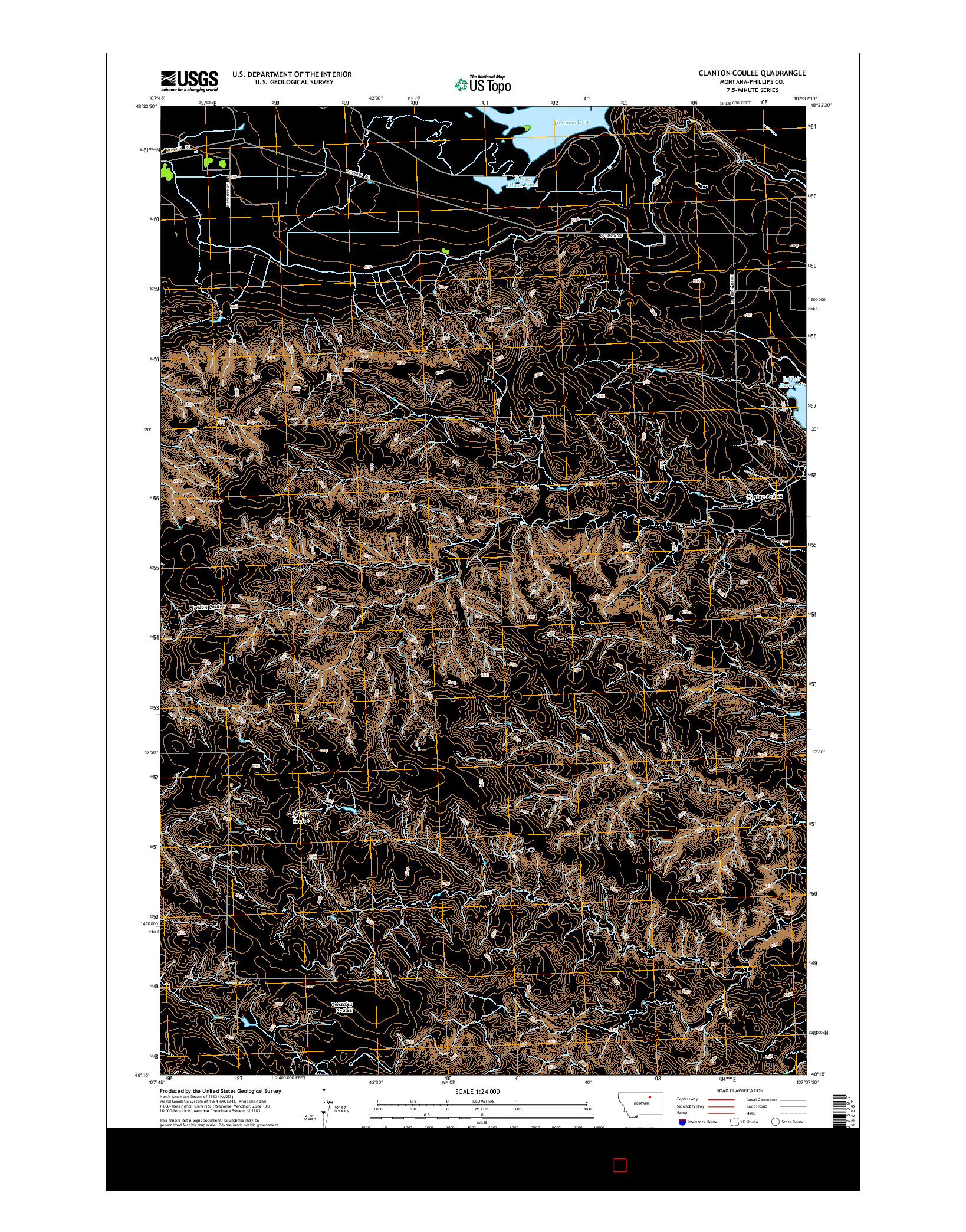 USGS US TOPO 7.5-MINUTE MAP FOR CLANTON COULEE, MT 2014