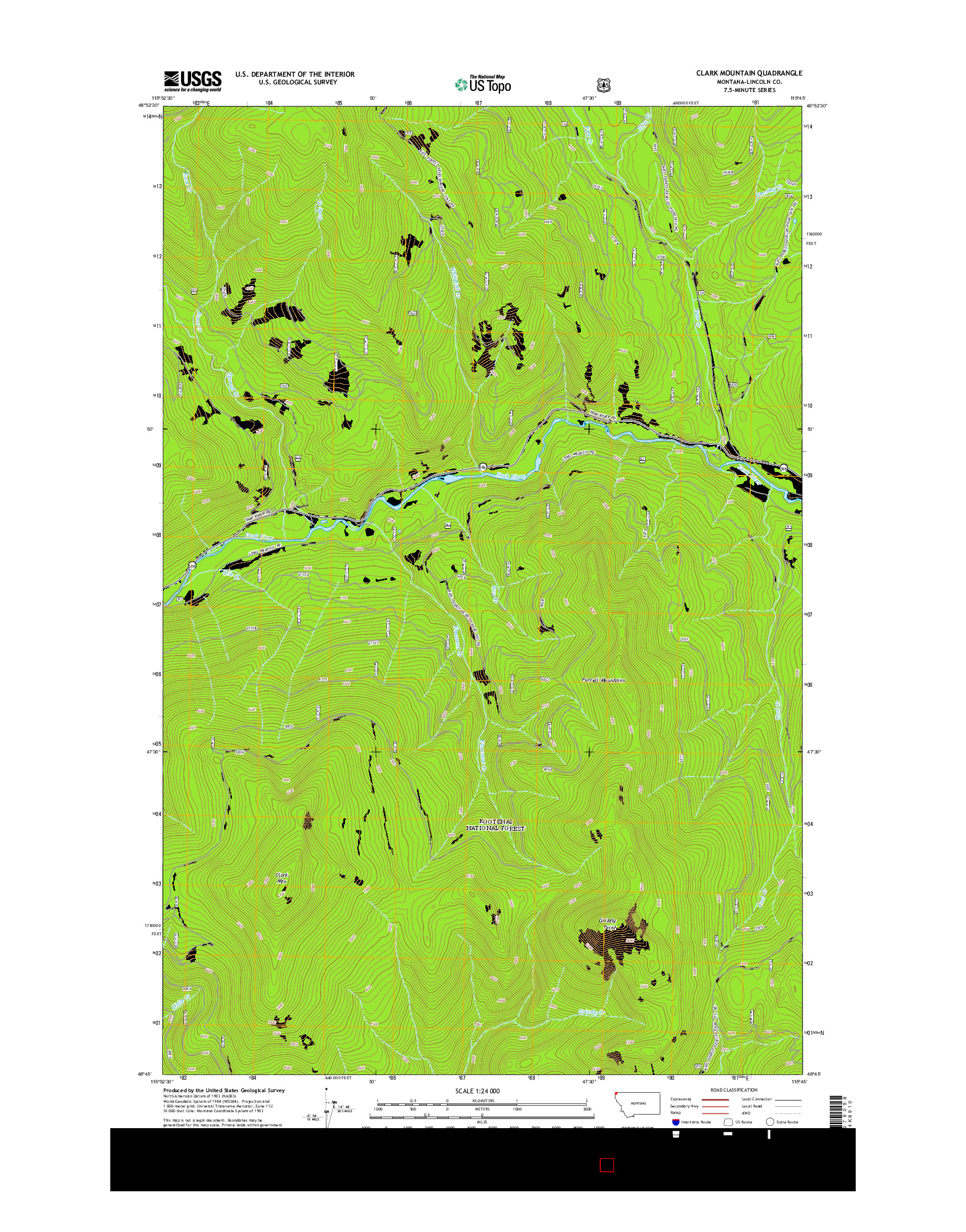 USGS US TOPO 7.5-MINUTE MAP FOR CLARK MOUNTAIN, MT 2014