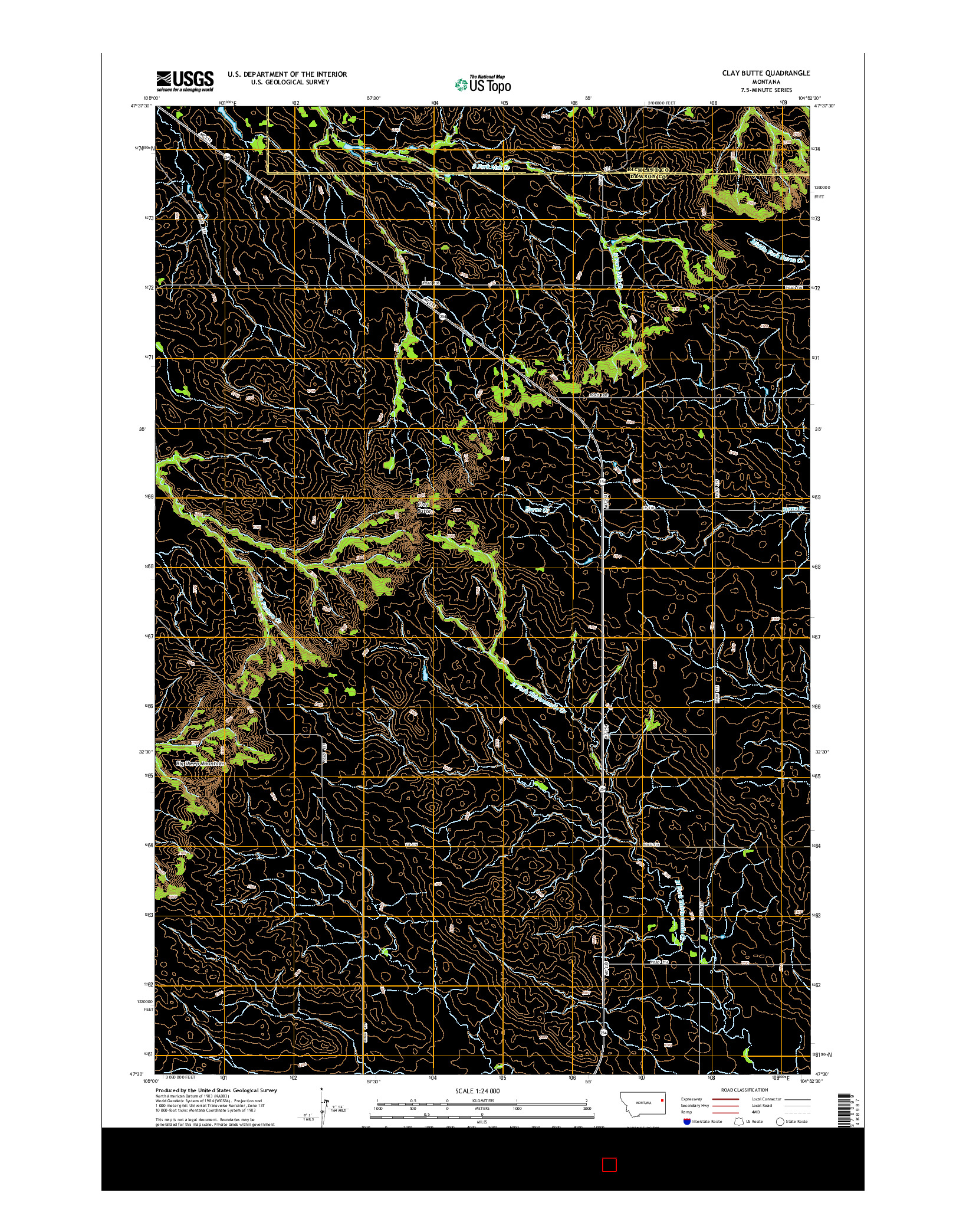 USGS US TOPO 7.5-MINUTE MAP FOR CLAY BUTTE, MT 2014