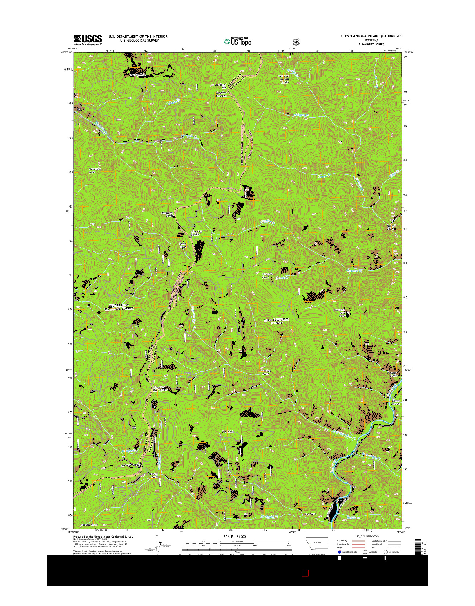 USGS US TOPO 7.5-MINUTE MAP FOR CLEVELAND MOUNTAIN, MT 2014