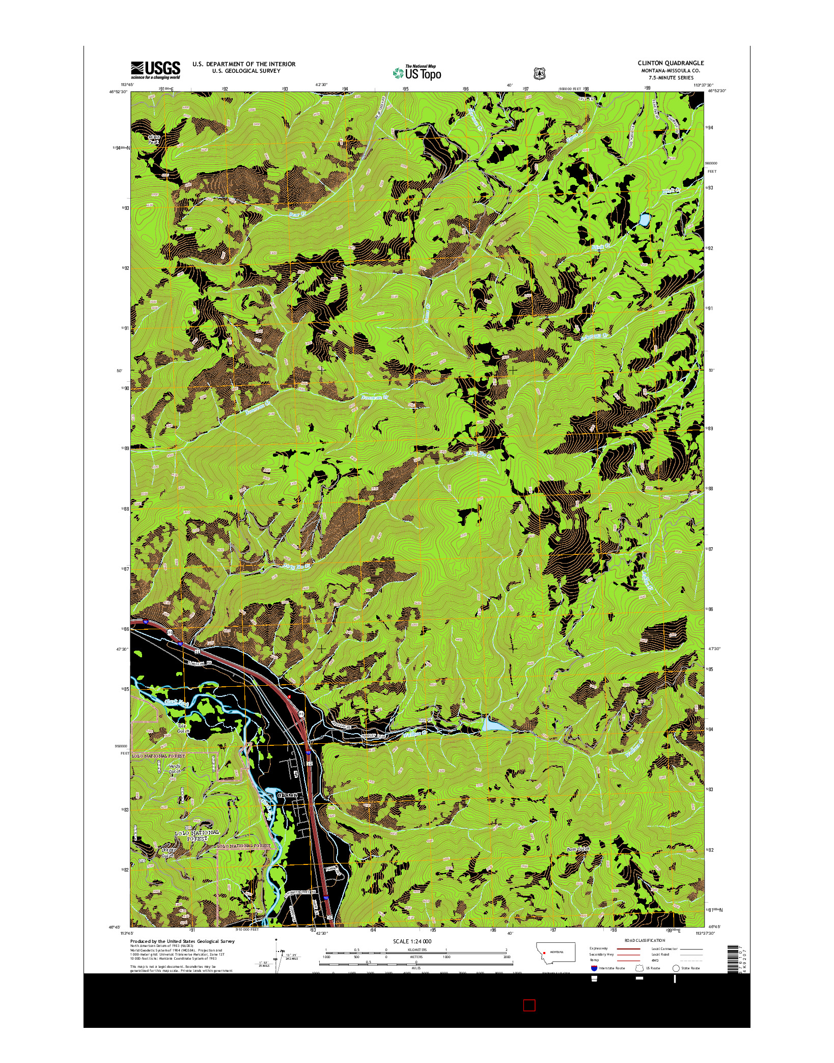 USGS US TOPO 7.5-MINUTE MAP FOR CLINTON, MT 2014