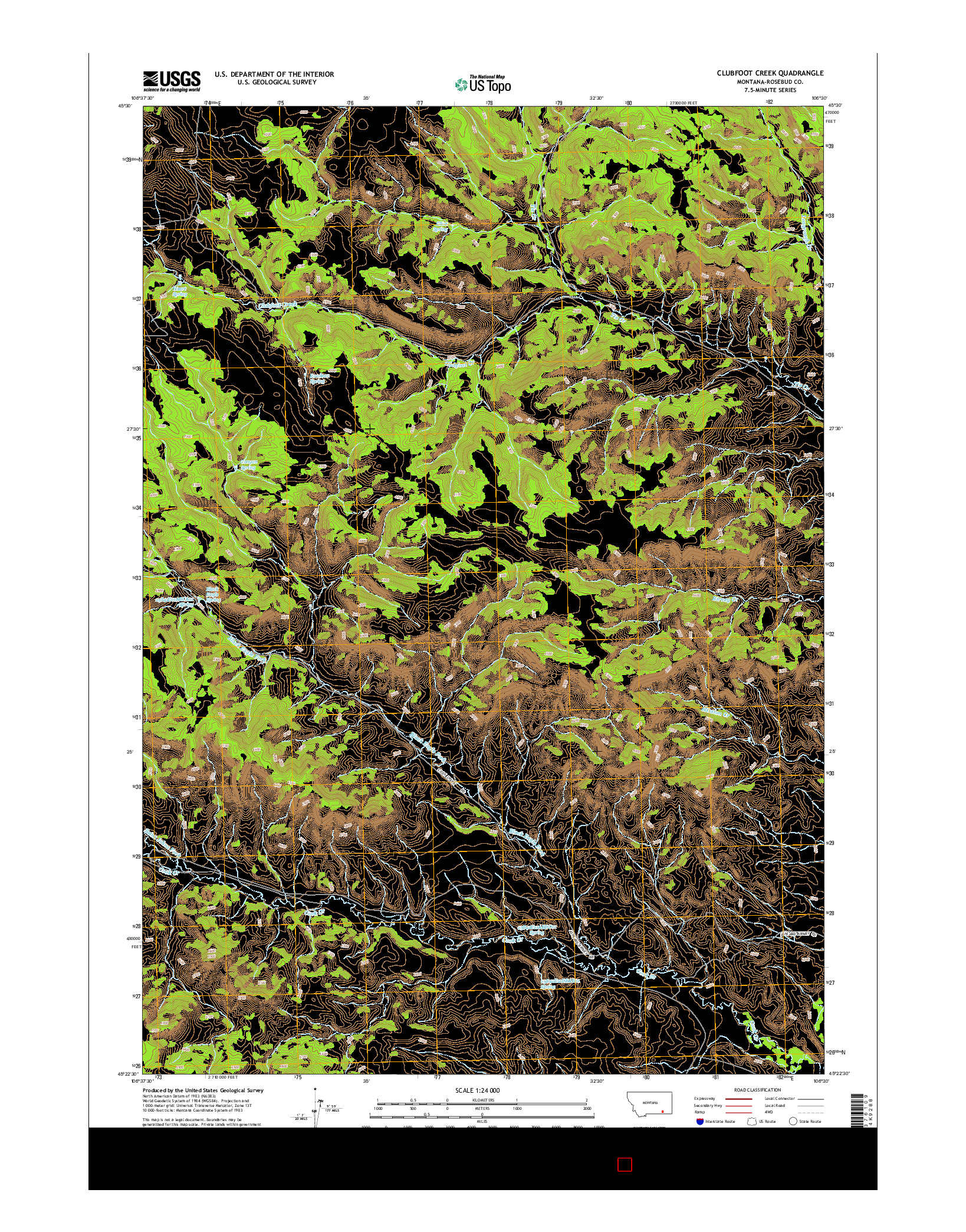 USGS US TOPO 7.5-MINUTE MAP FOR CLUBFOOT CREEK, MT 2014