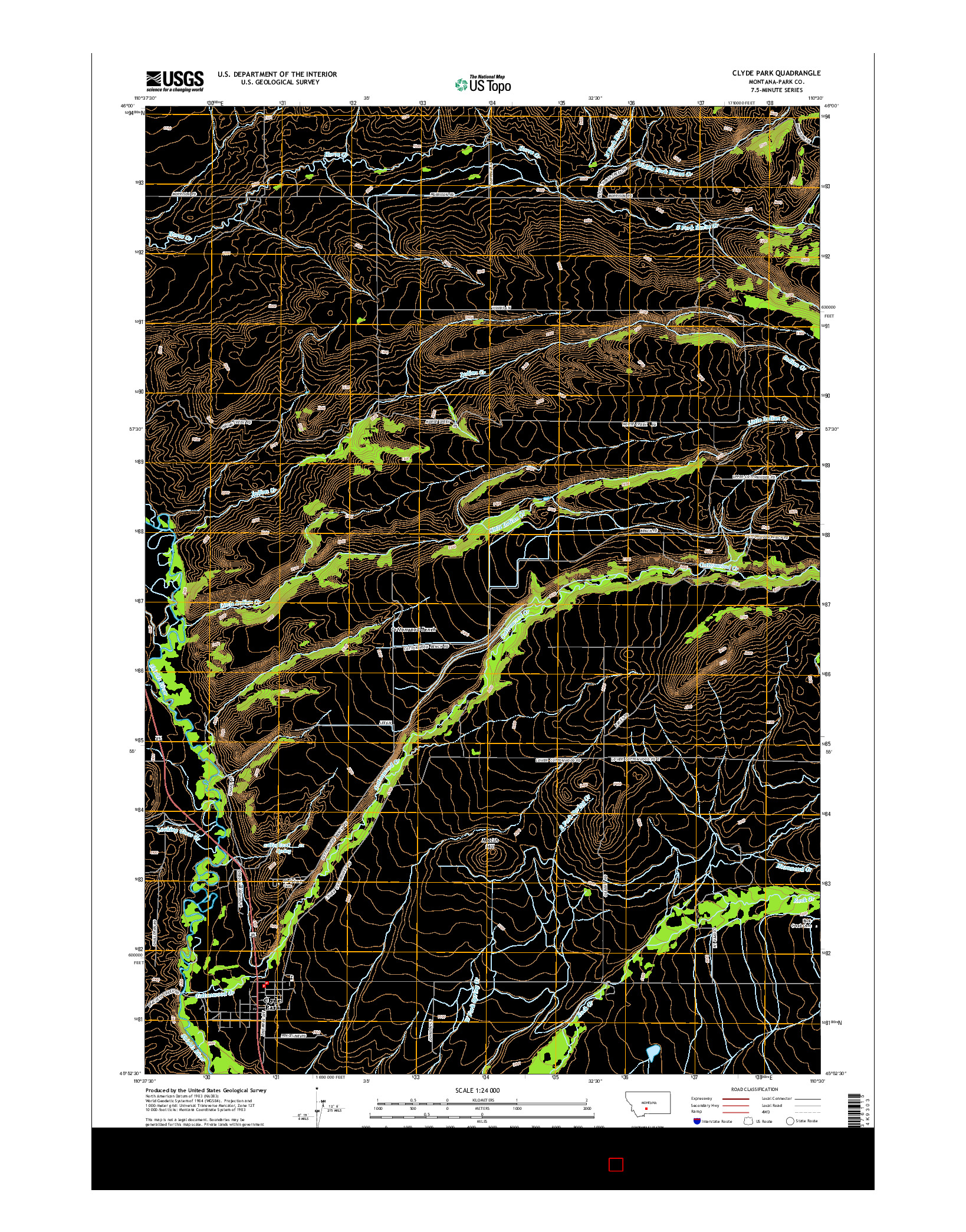 USGS US TOPO 7.5-MINUTE MAP FOR CLYDE PARK, MT 2014