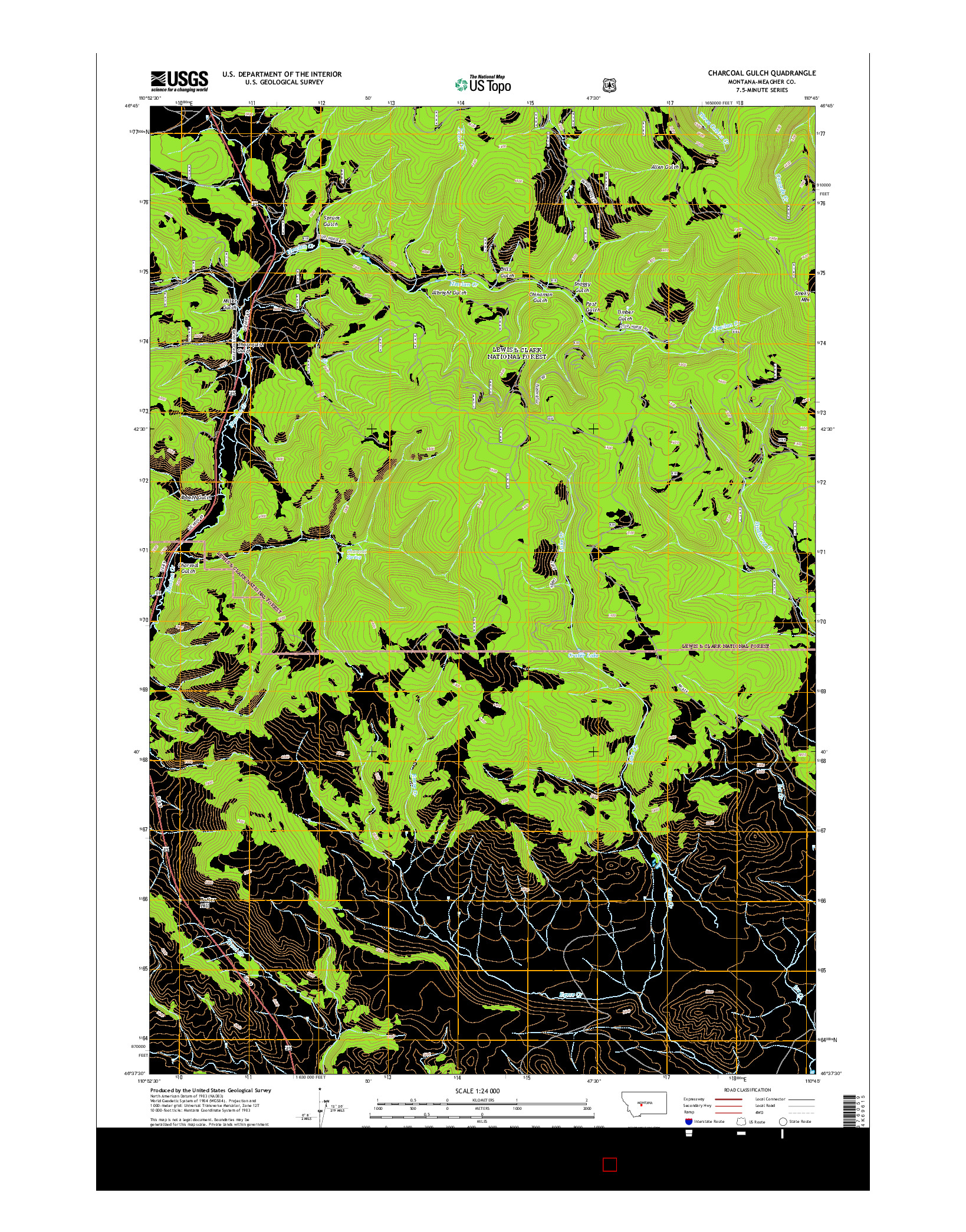 USGS US TOPO 7.5-MINUTE MAP FOR CHARCOAL GULCH, MT 2014