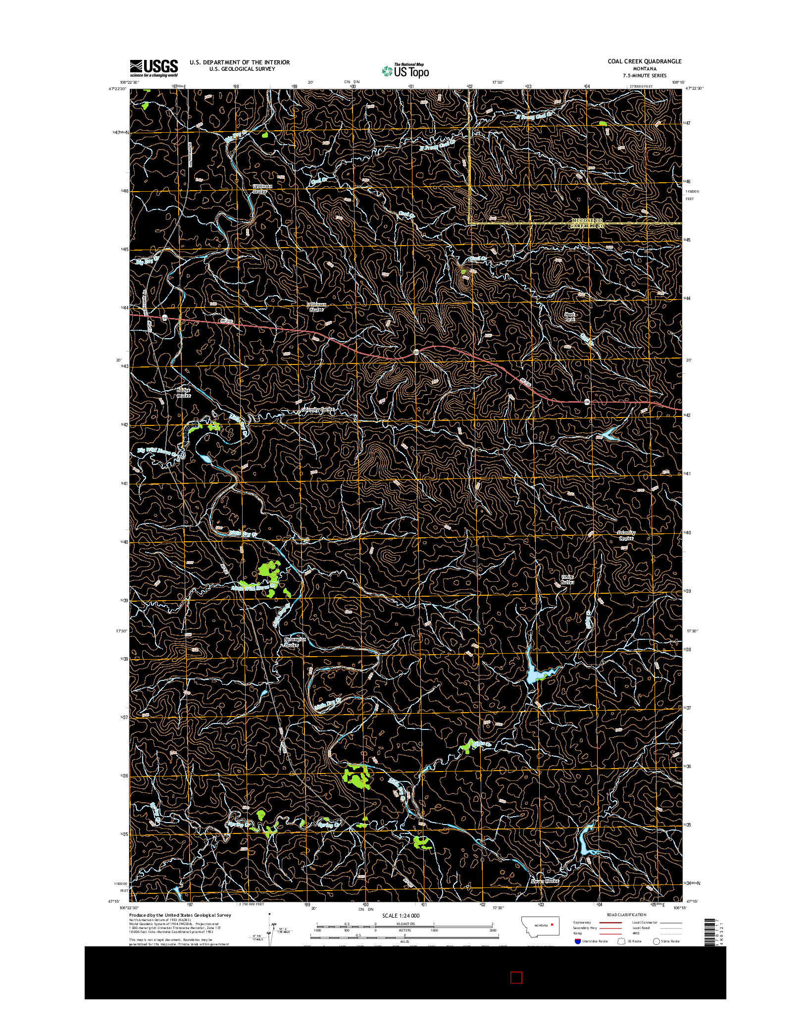 USGS US TOPO 7.5-MINUTE MAP FOR COAL CREEK, MT 2014