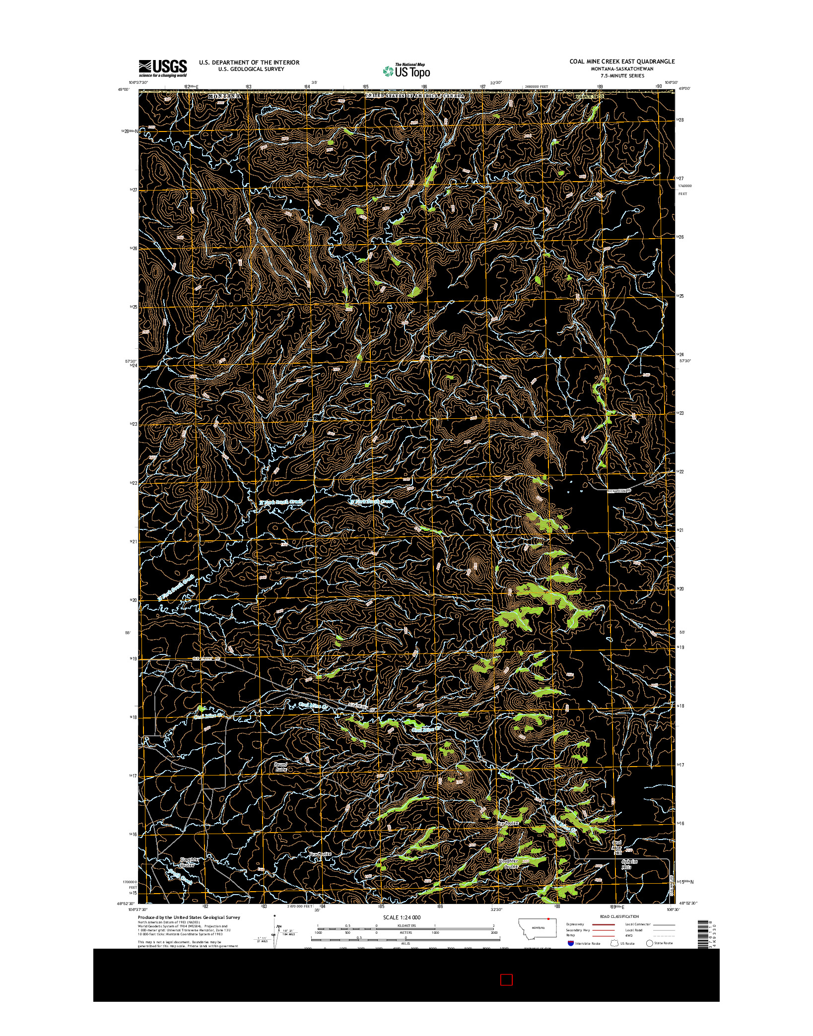 USGS US TOPO 7.5-MINUTE MAP FOR COAL MINE CREEK EAST, MT-SK 2014