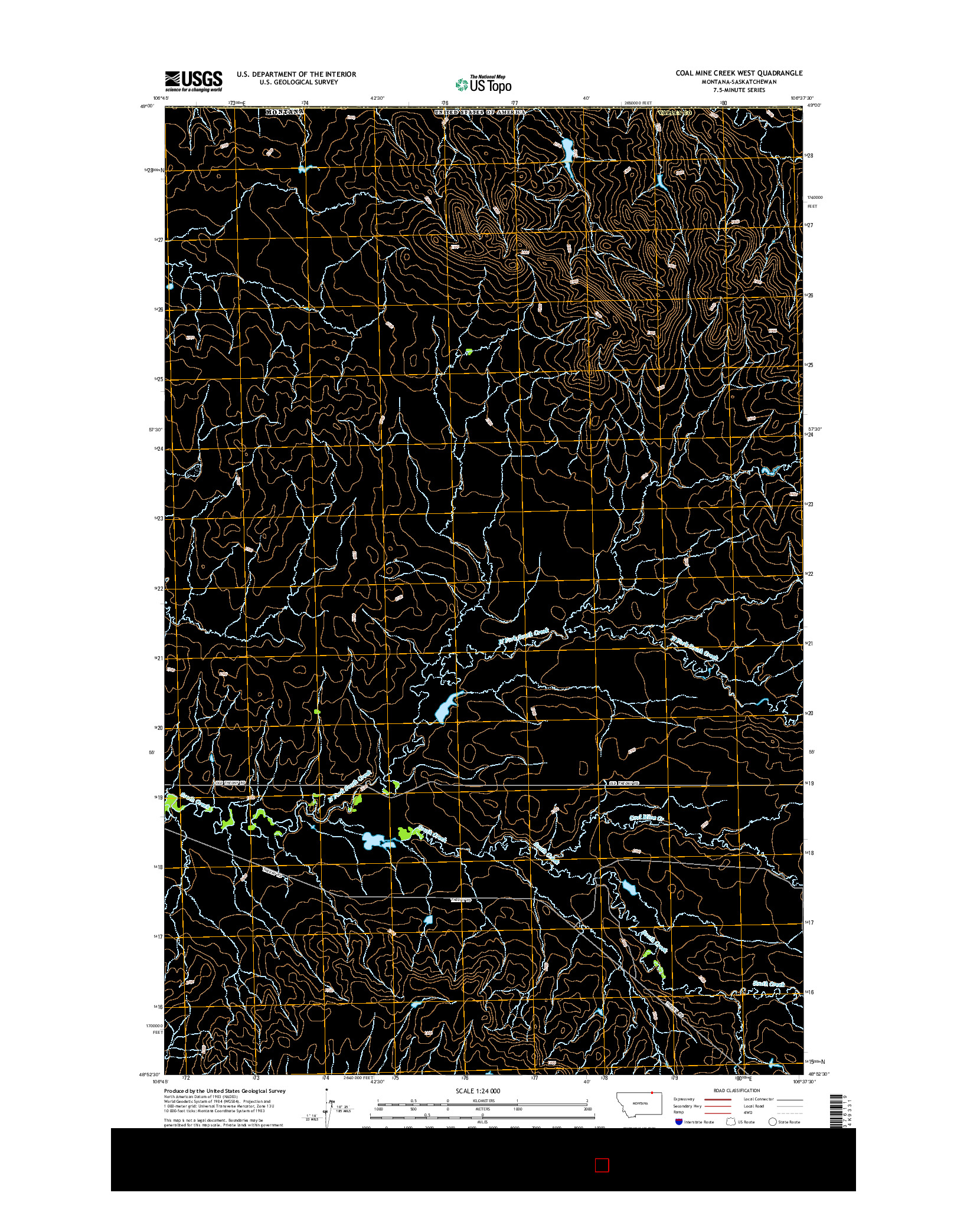 USGS US TOPO 7.5-MINUTE MAP FOR COAL MINE CREEK WEST, MT-SK 2014