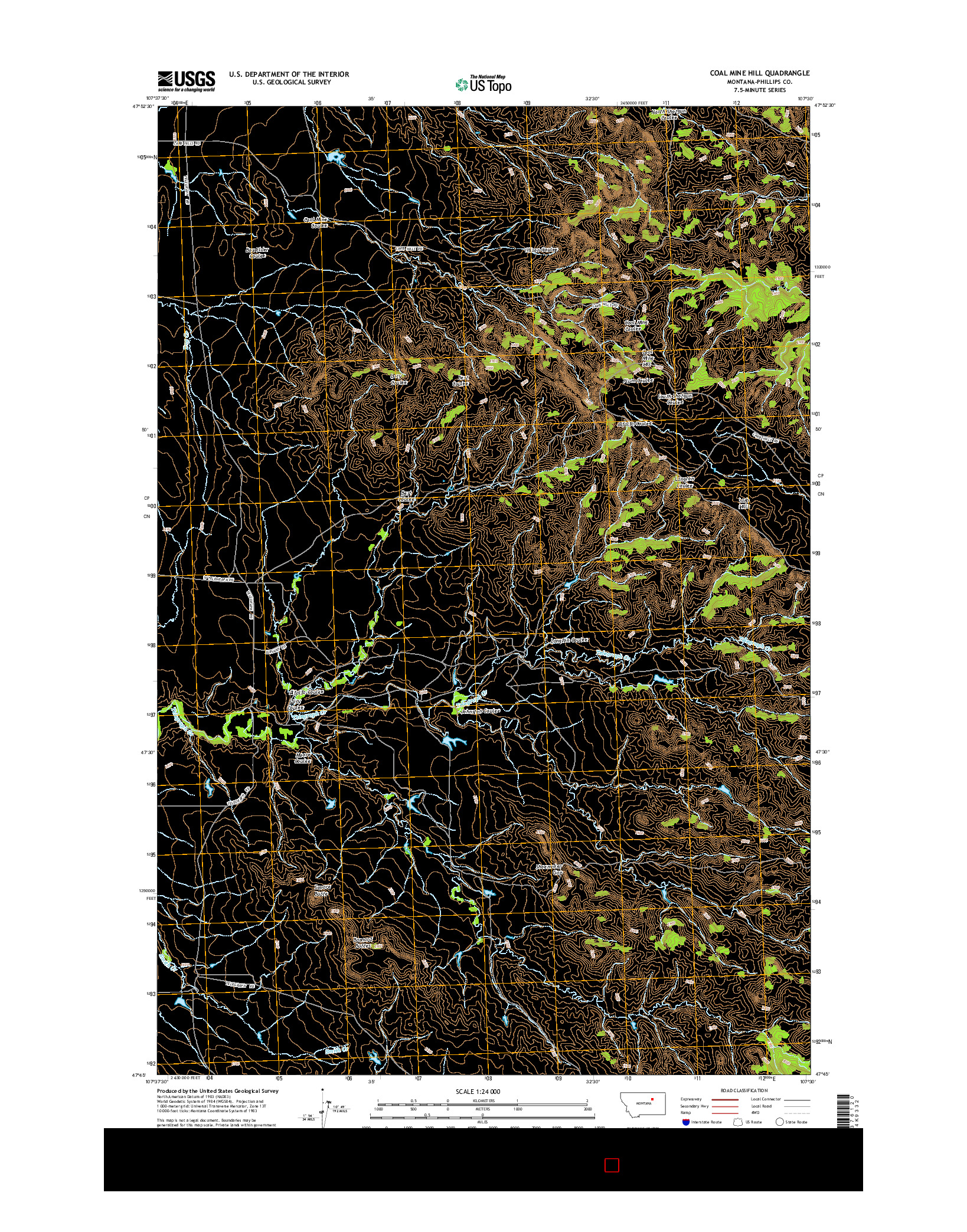 USGS US TOPO 7.5-MINUTE MAP FOR COAL MINE HILL, MT 2014
