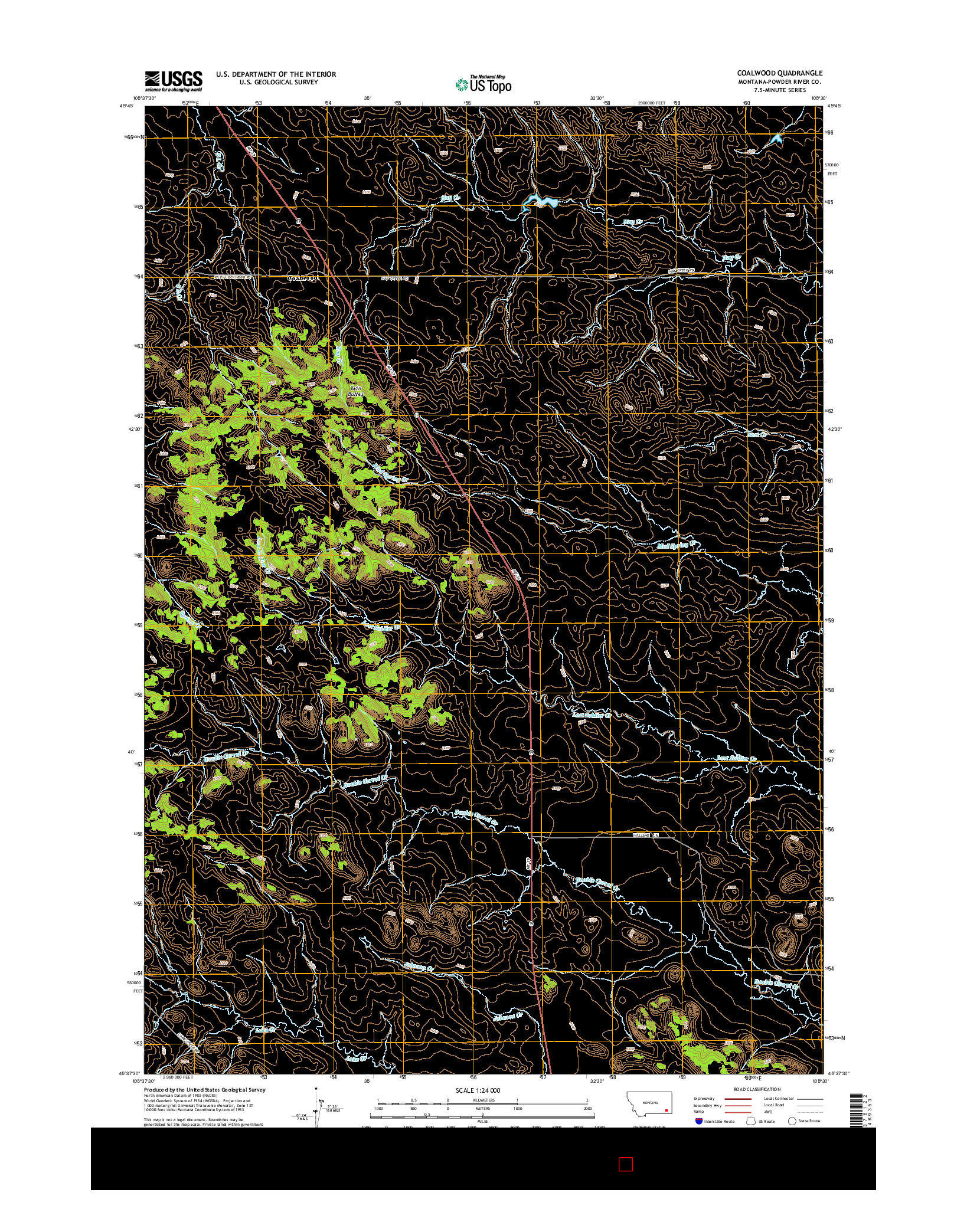 USGS US TOPO 7.5-MINUTE MAP FOR COALWOOD, MT 2014