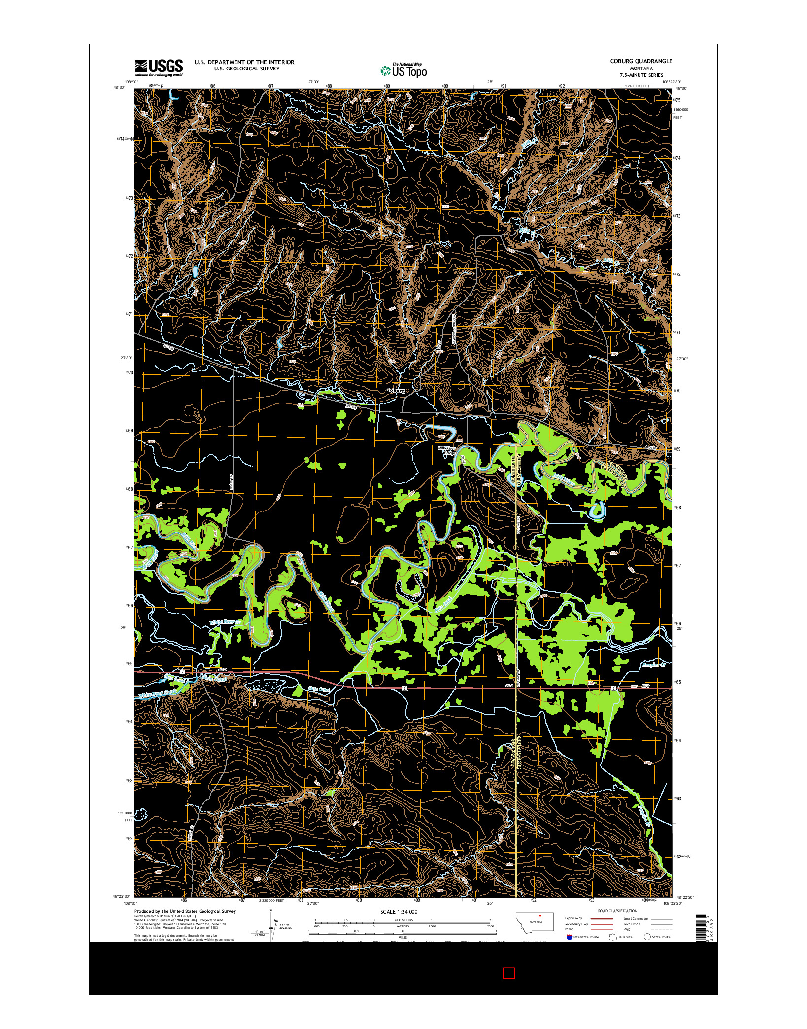 USGS US TOPO 7.5-MINUTE MAP FOR COBURG, MT 2014