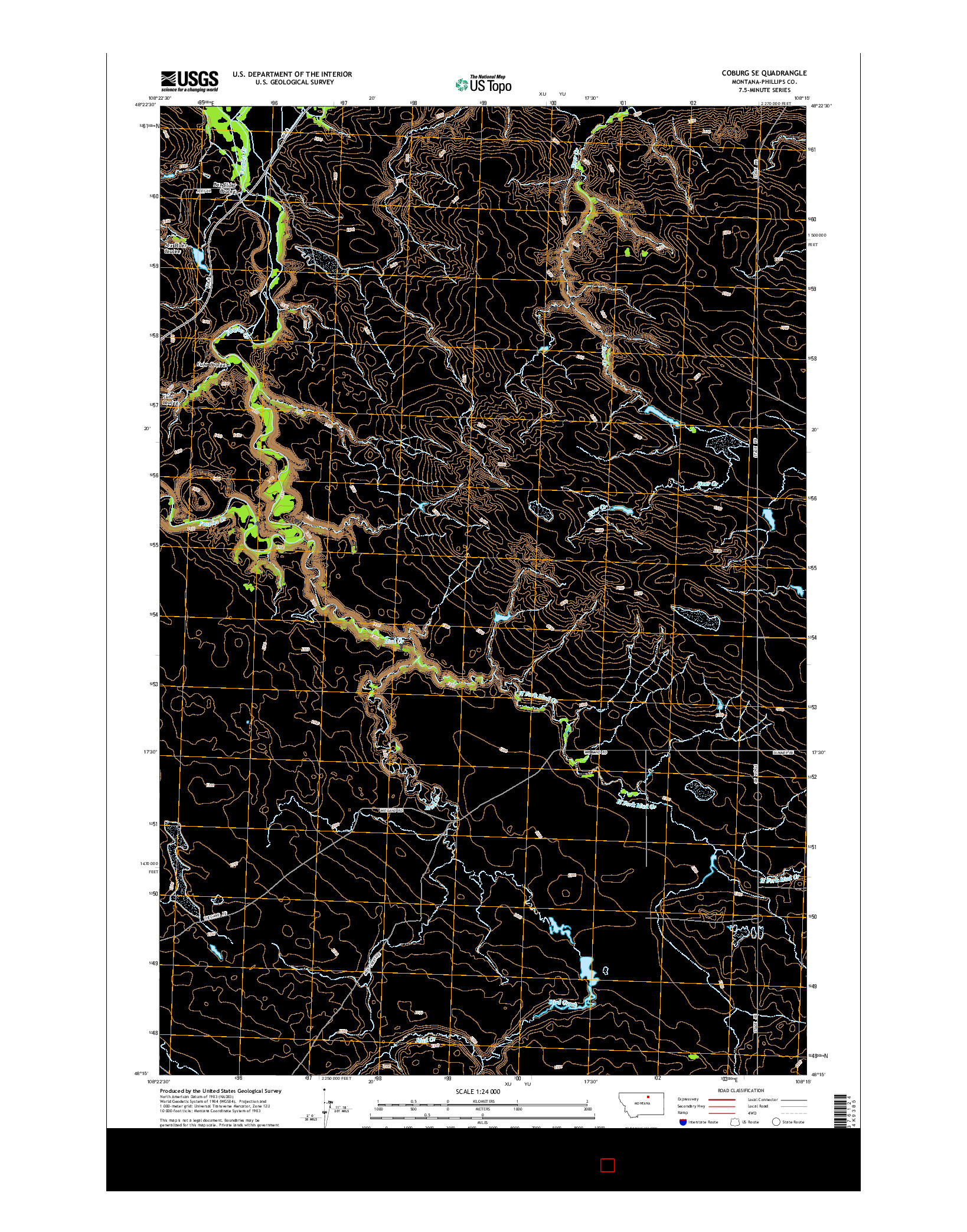 USGS US TOPO 7.5-MINUTE MAP FOR COBURG SE, MT 2014