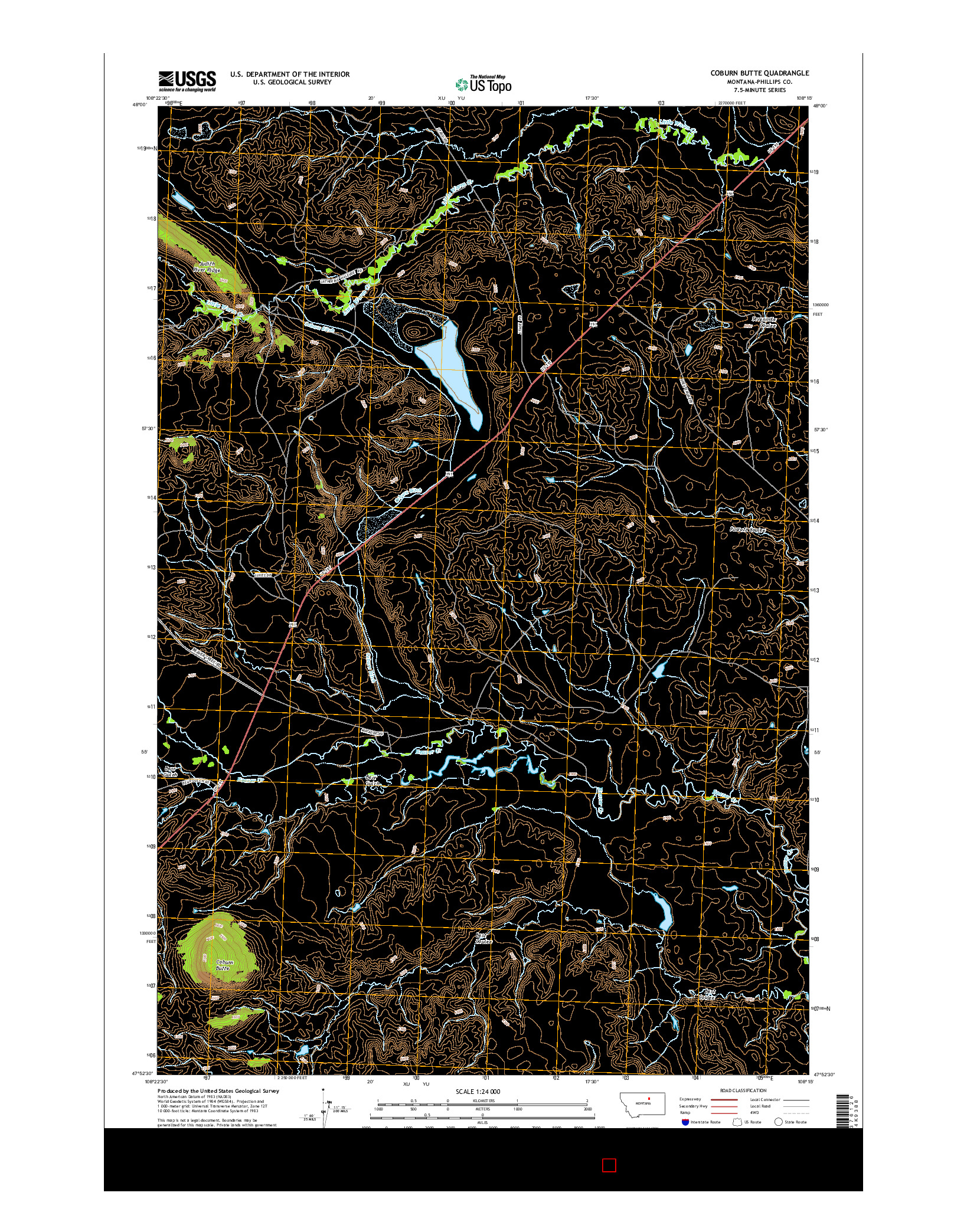 USGS US TOPO 7.5-MINUTE MAP FOR COBURN BUTTE, MT 2014