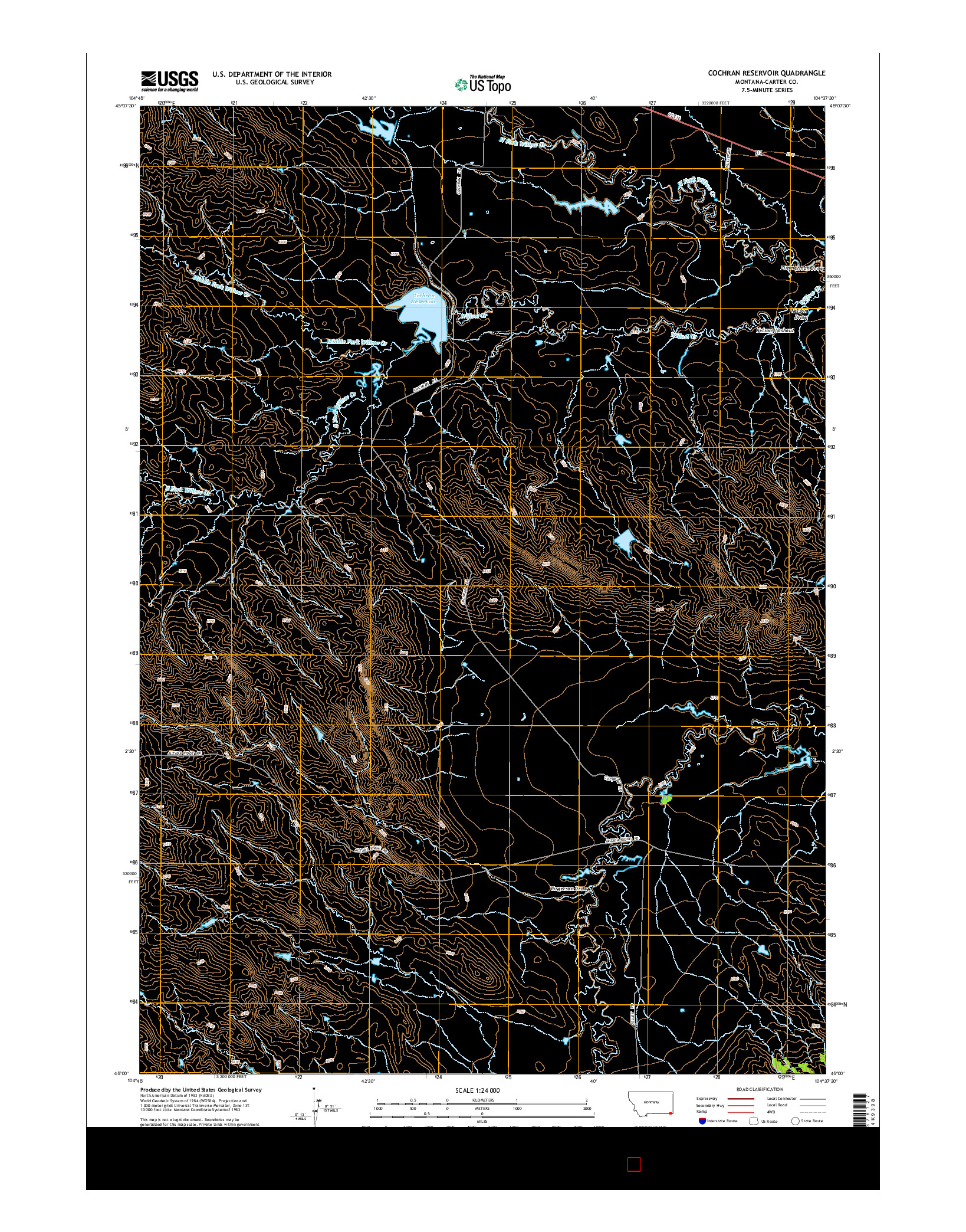 USGS US TOPO 7.5-MINUTE MAP FOR COCHRAN RESERVOIR, MT 2014