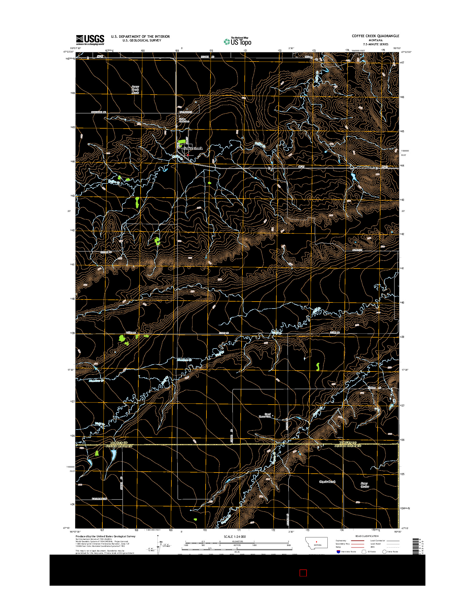 USGS US TOPO 7.5-MINUTE MAP FOR COFFEE CREEK, MT 2014