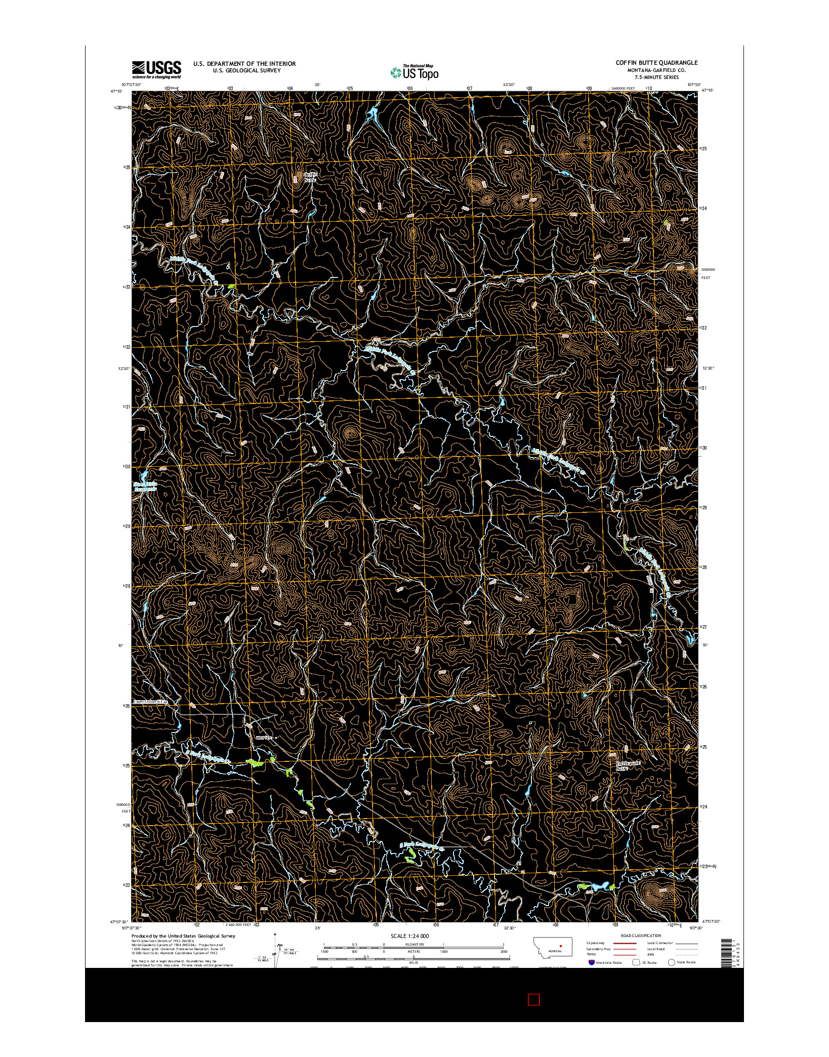 USGS US TOPO 7.5-MINUTE MAP FOR COFFIN BUTTE, MT 2014