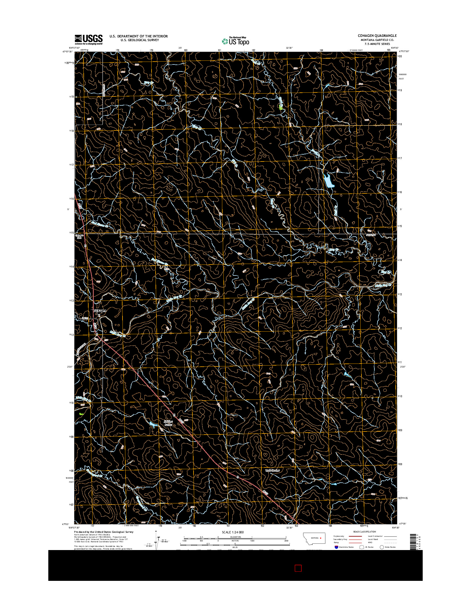 USGS US TOPO 7.5-MINUTE MAP FOR COHAGEN, MT 2014