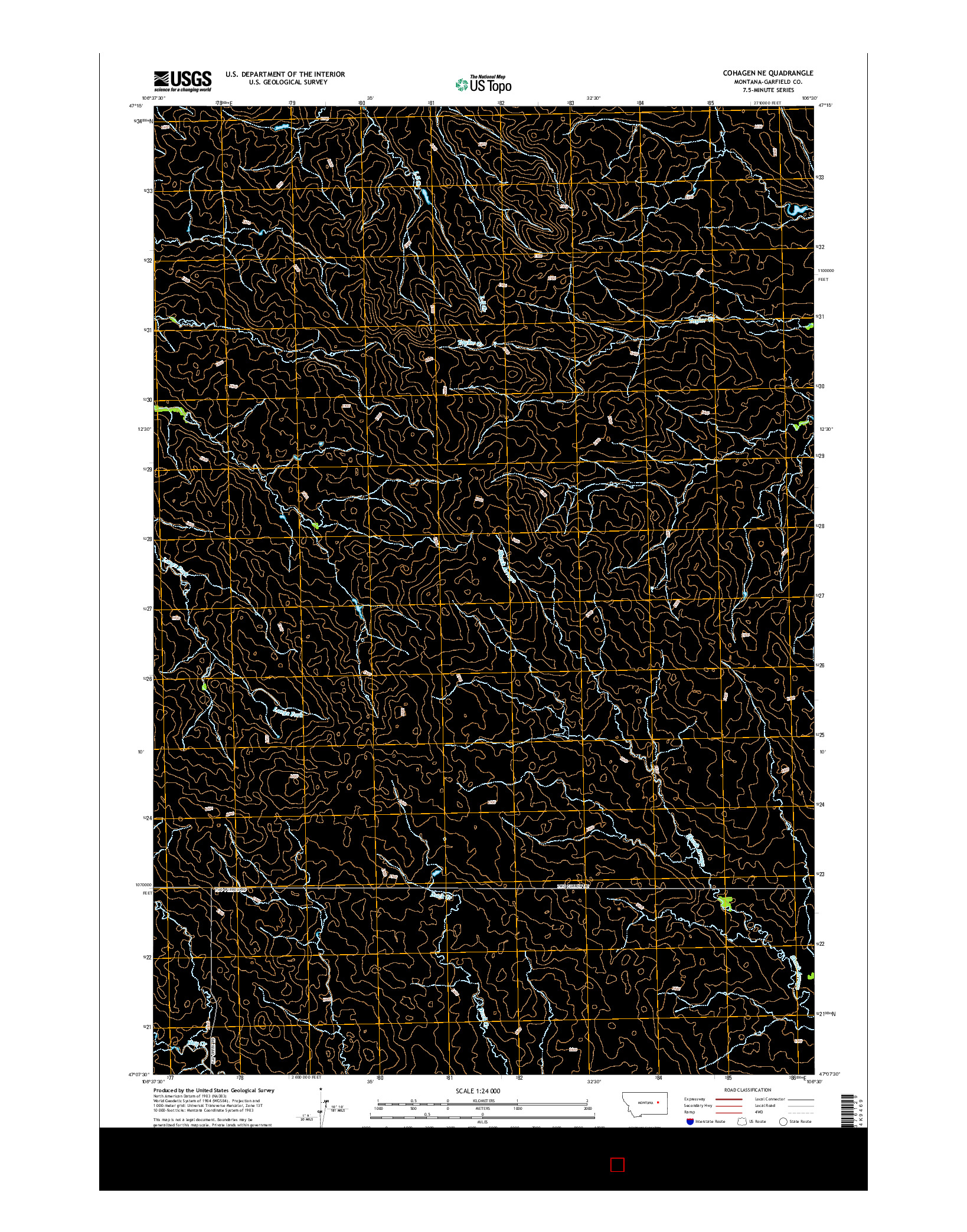 USGS US TOPO 7.5-MINUTE MAP FOR COHAGEN NE, MT 2014