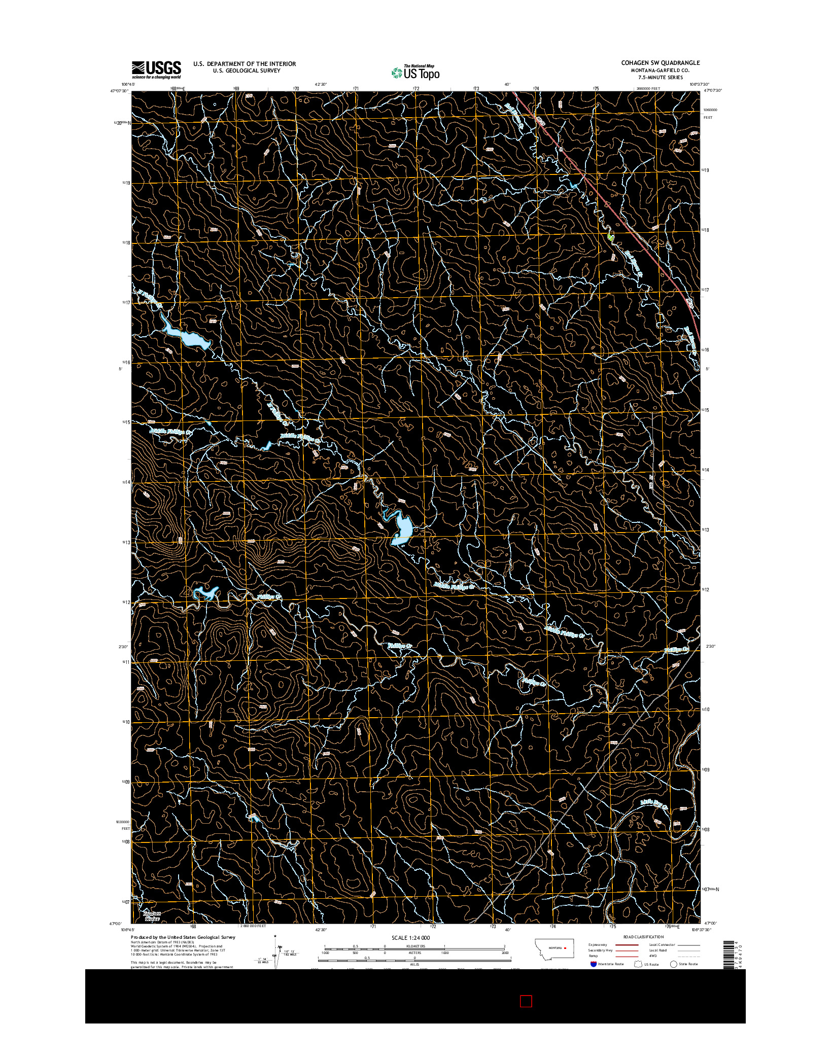 USGS US TOPO 7.5-MINUTE MAP FOR COHAGEN SW, MT 2014