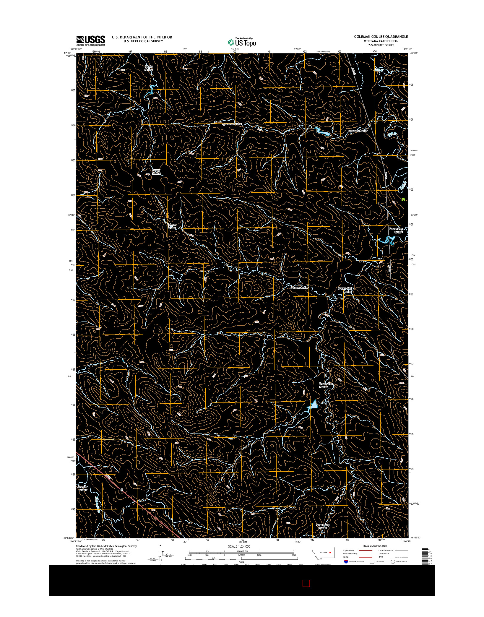 USGS US TOPO 7.5-MINUTE MAP FOR COLEMAN COULEE, MT 2014